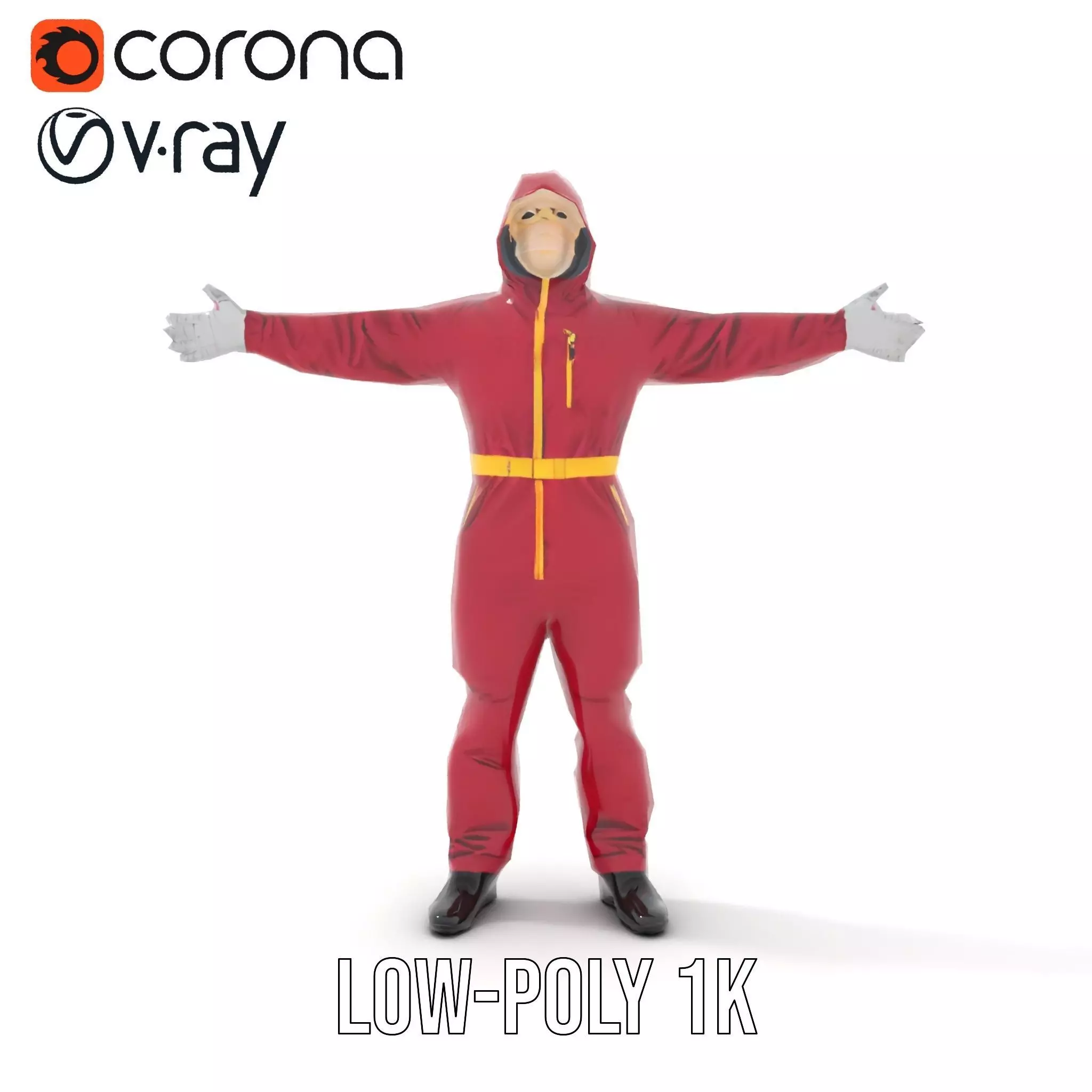 Red Protective Suit model pack Low-poly 3D model_14