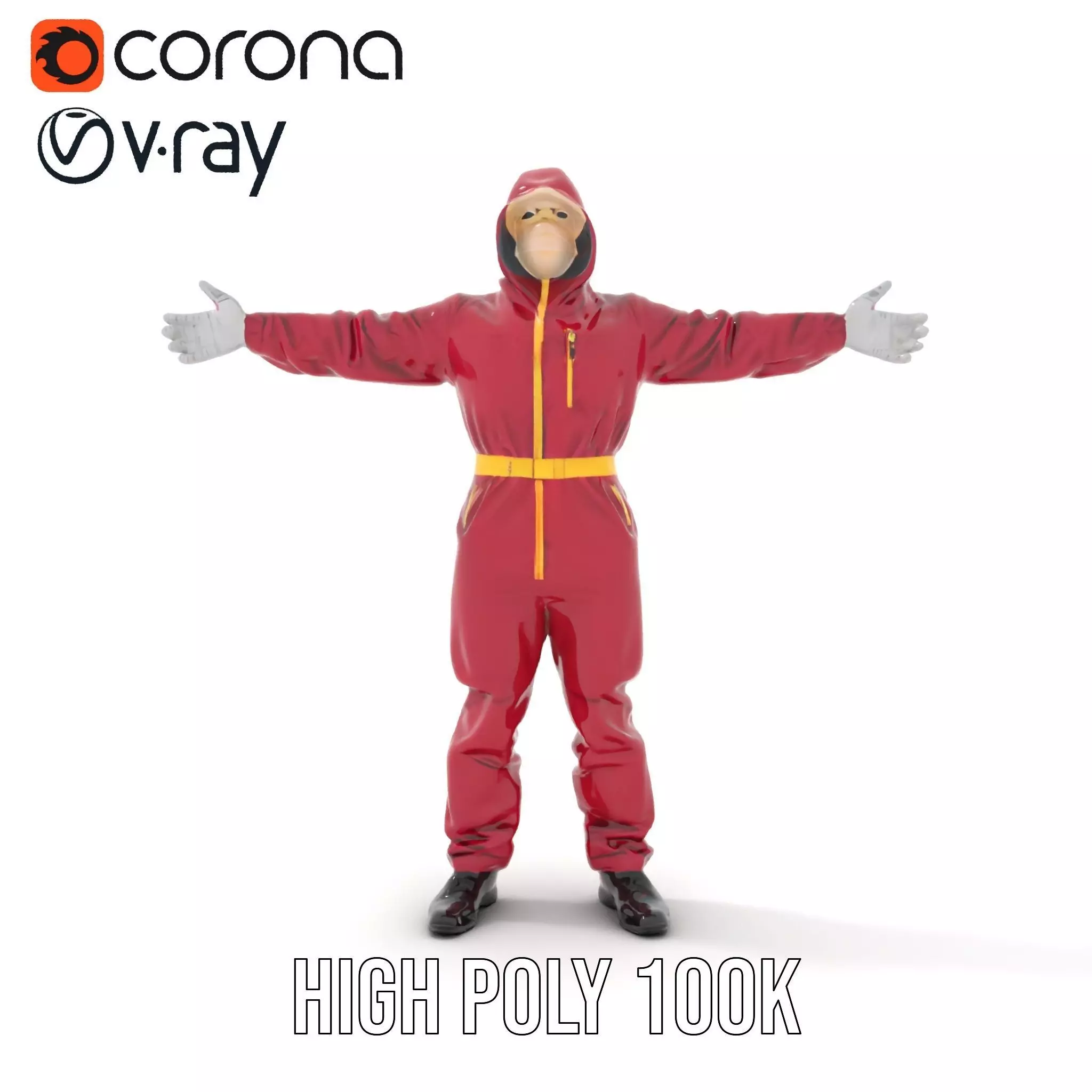 Red Protective Suit model pack Low-poly 3D model_31
