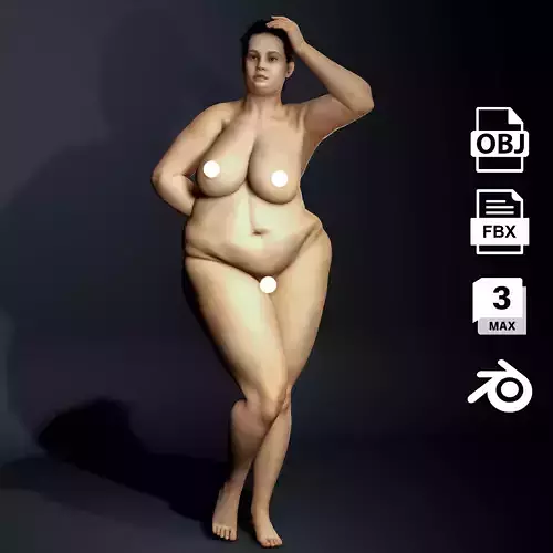 Realistic Nude Plus Size Female Low-poly 3D model 