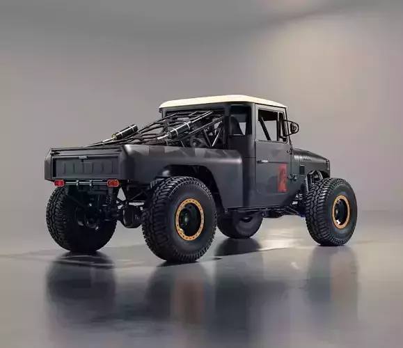 Aggressive Custom Black Toyota Off-Road Truck 3D model 3