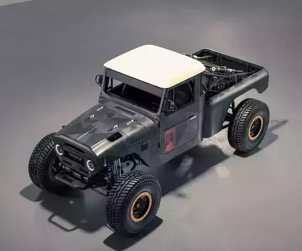 Aggressive Custom Black Toyota Off-Road Truck 3D model 6