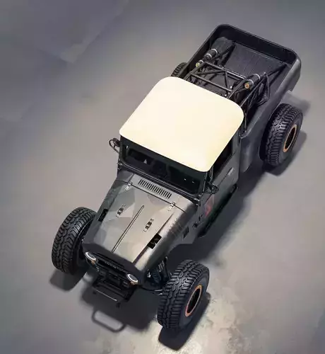Aggressive Custom Black Toyota Off-Road Truck 3D model 5