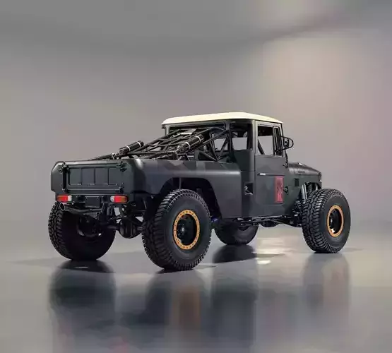Aggressive Custom Black Toyota Off-Road Truck 3D model 4