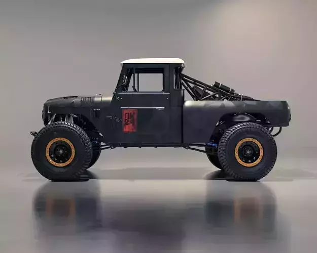Aggressive Custom Black Toyota Off-Road Truck 3D model 2