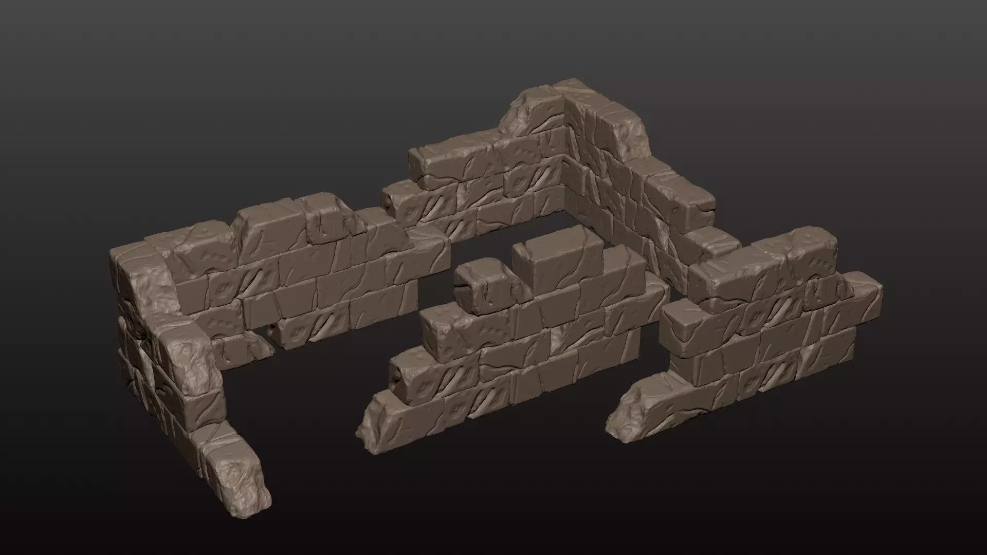 Ruined Wall set 2 3D print model