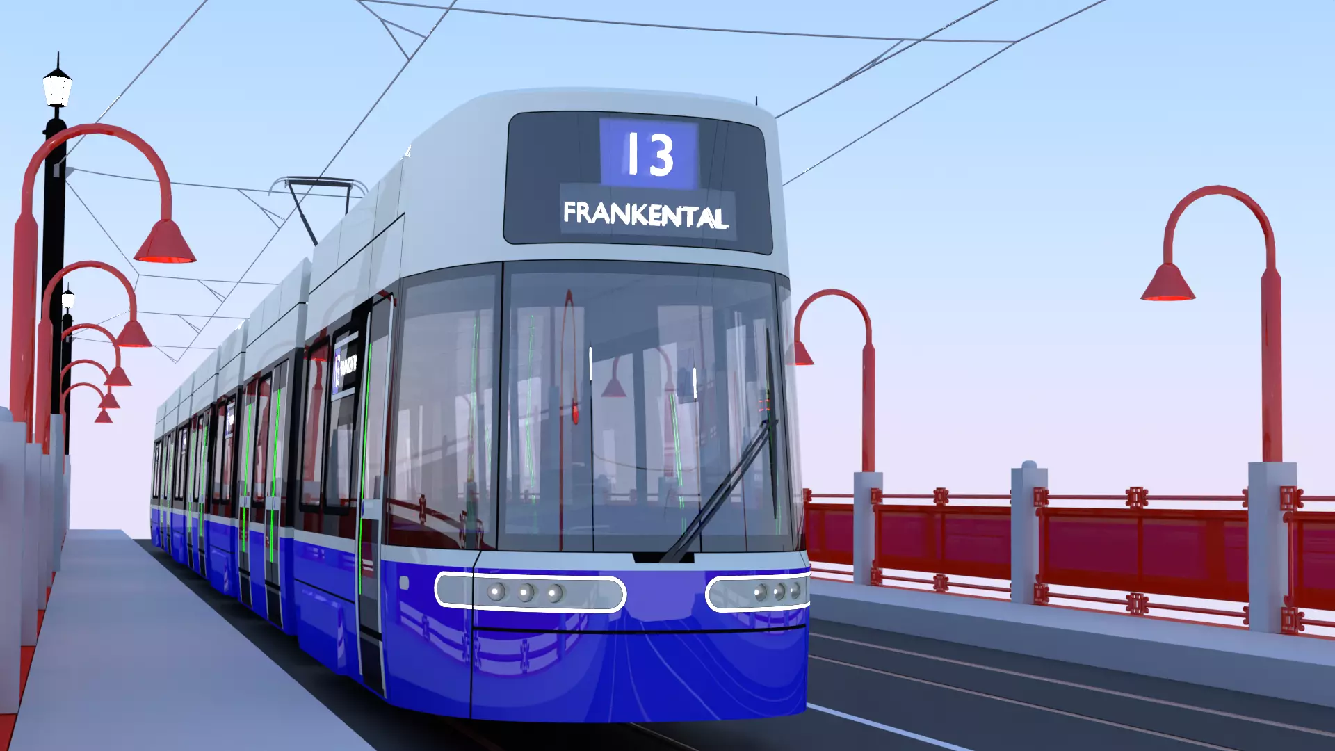 Bridge with Flexity tram 3D model_6