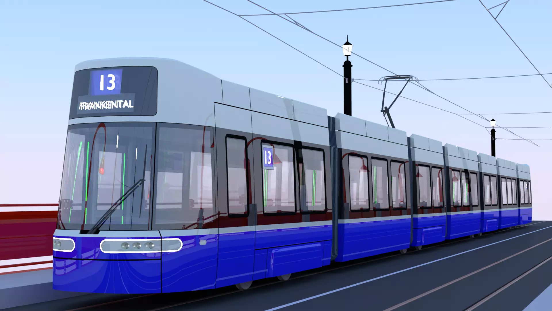 Bridge with Flexity tram 3D model_1