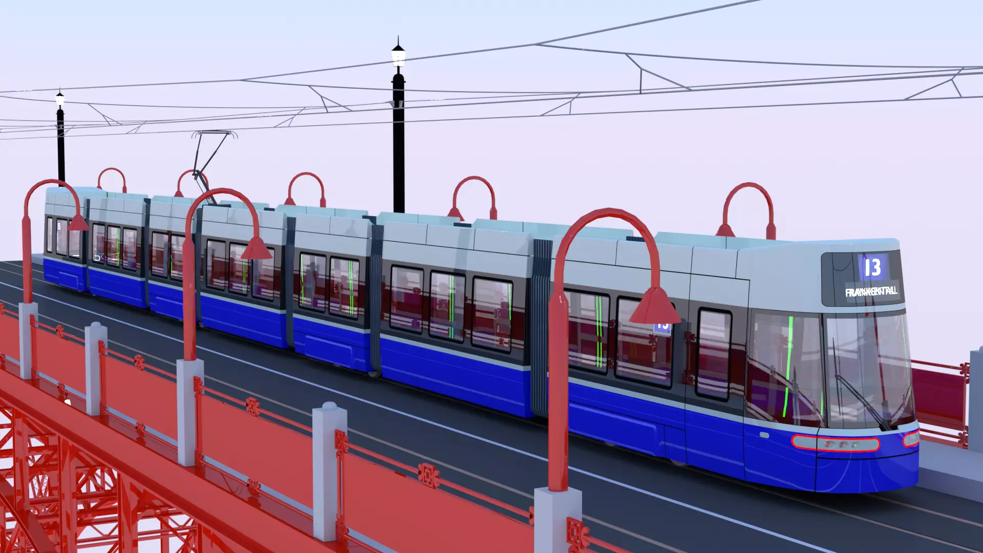 Bridge with Flexity tram 3D model_8