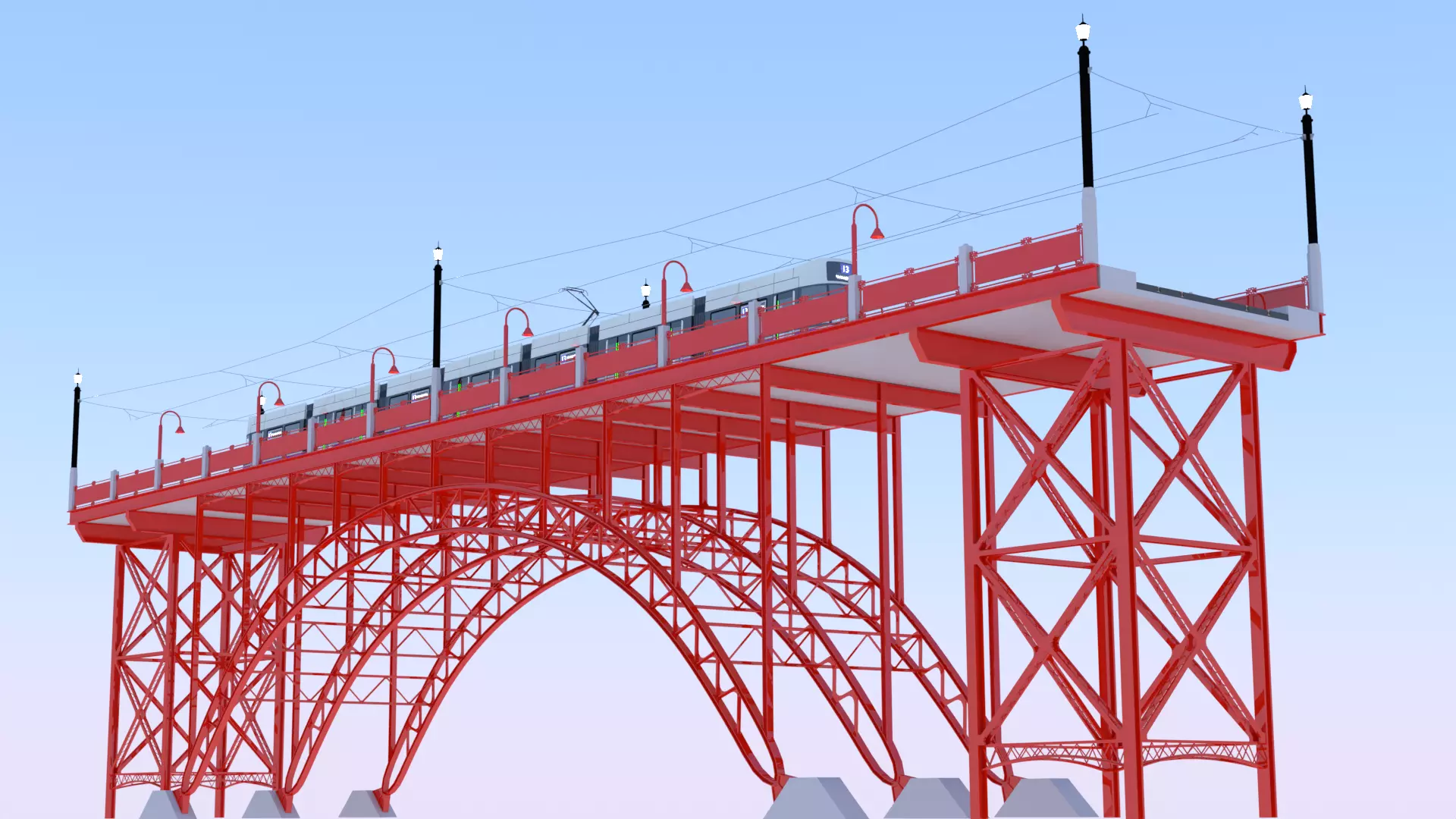Bridge with Flexity tram 3D model_7