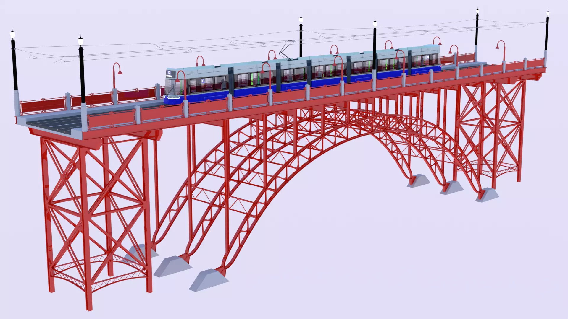 Bridge with Flexity tram 3D model_3