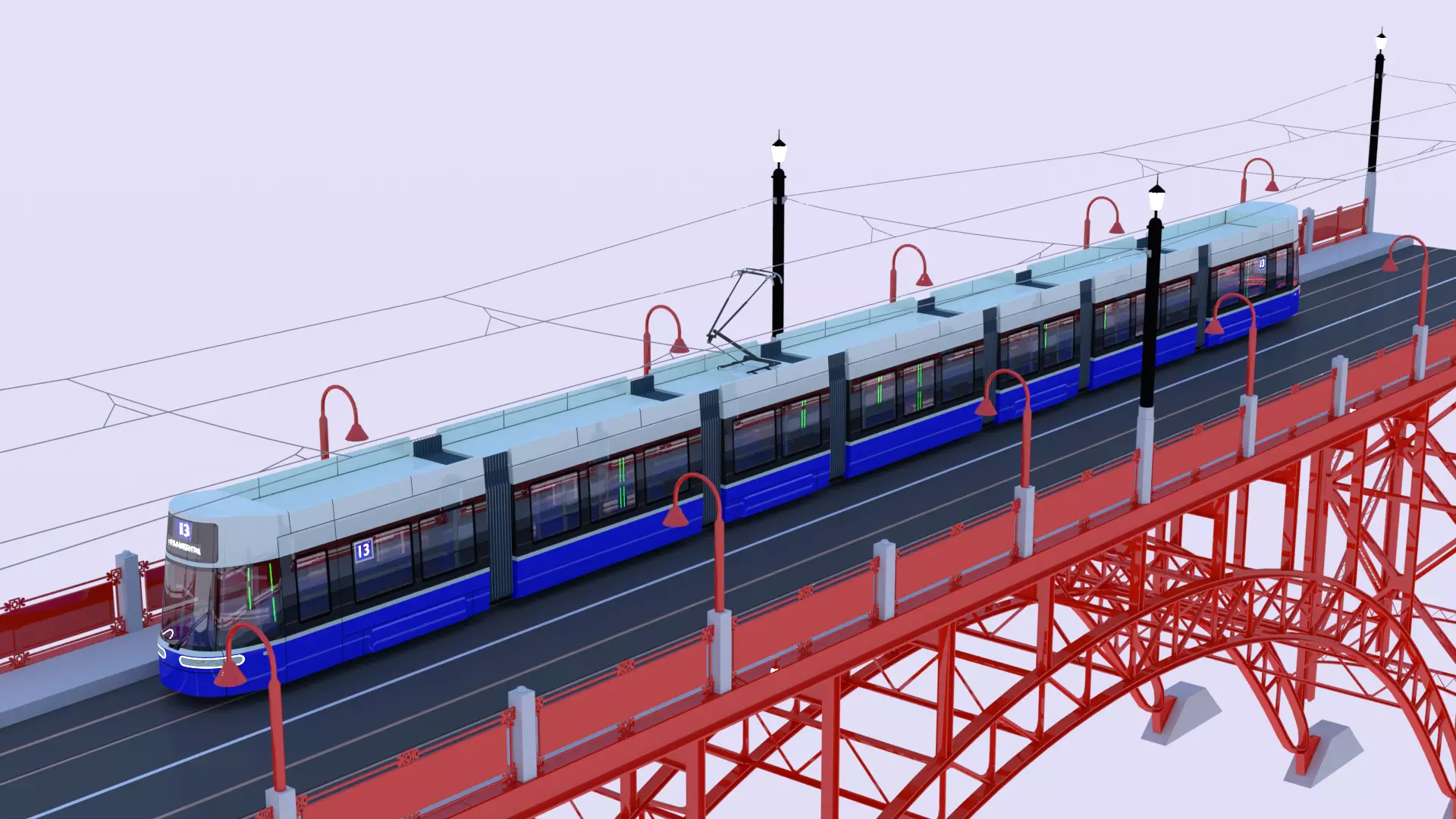 Bridge with Flexity tram 3D model_4