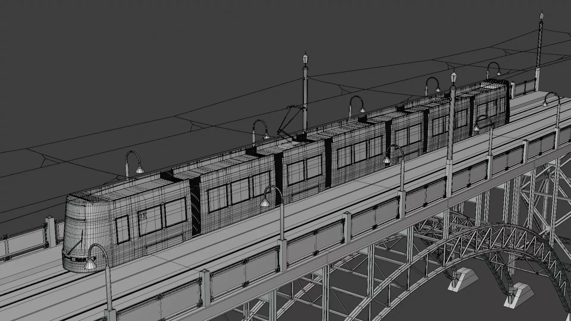 Bridge with Flexity tram 3D model_5