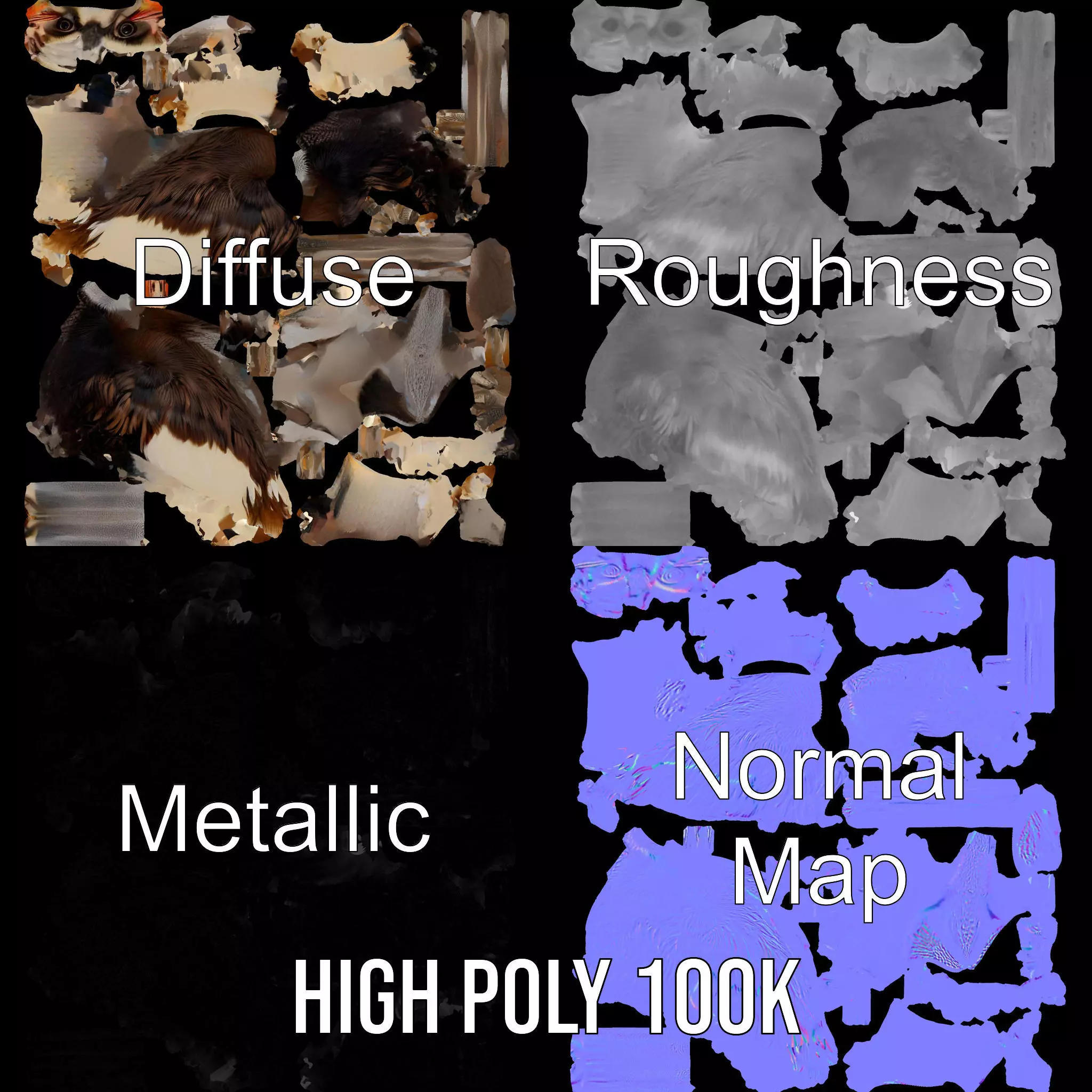 Elegant Ostrich Brown model pack Low-poly 3D model_3