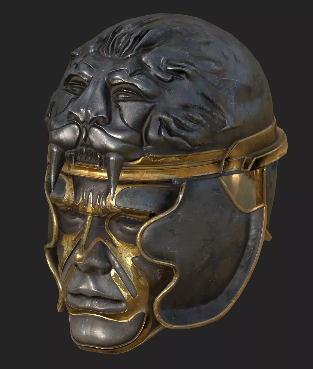 Medieval Fantasy Helm Low Poly PBR Low-poly 3D model_4