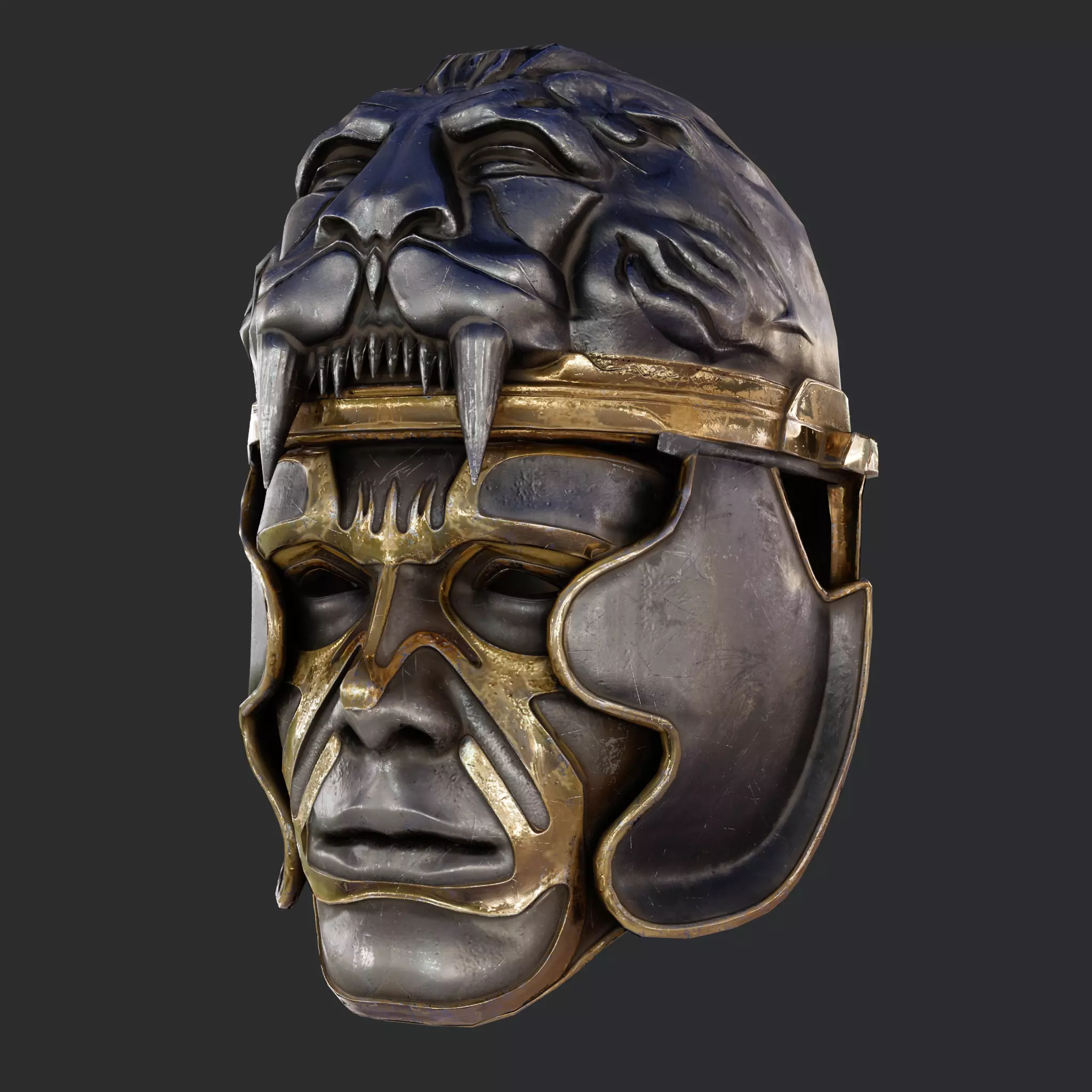 Medieval Fantasy Helm Low Poly PBR Low-poly 3D model_0