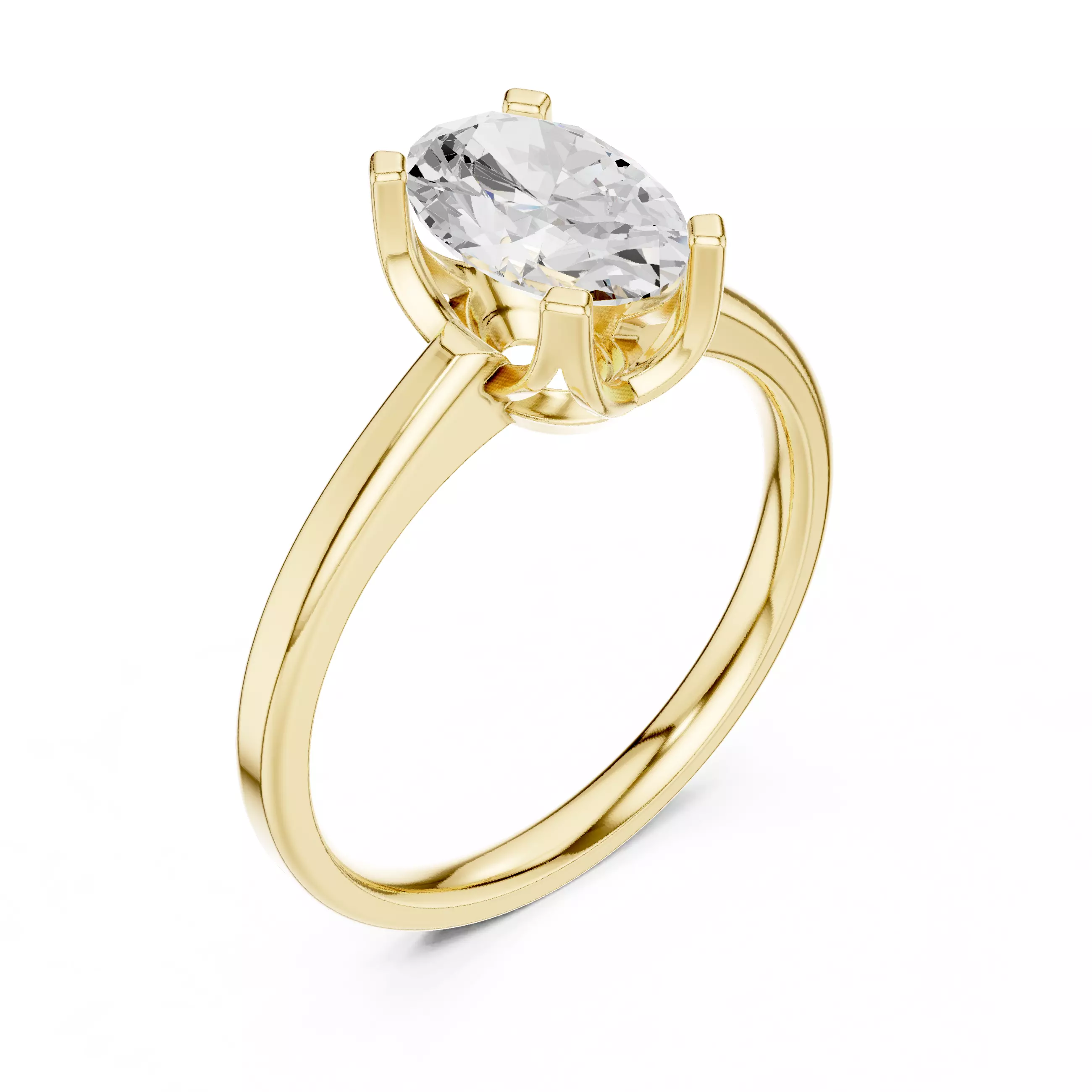 Oval Solitaire Ring 3dm stl renders animation videos 3D print model_11