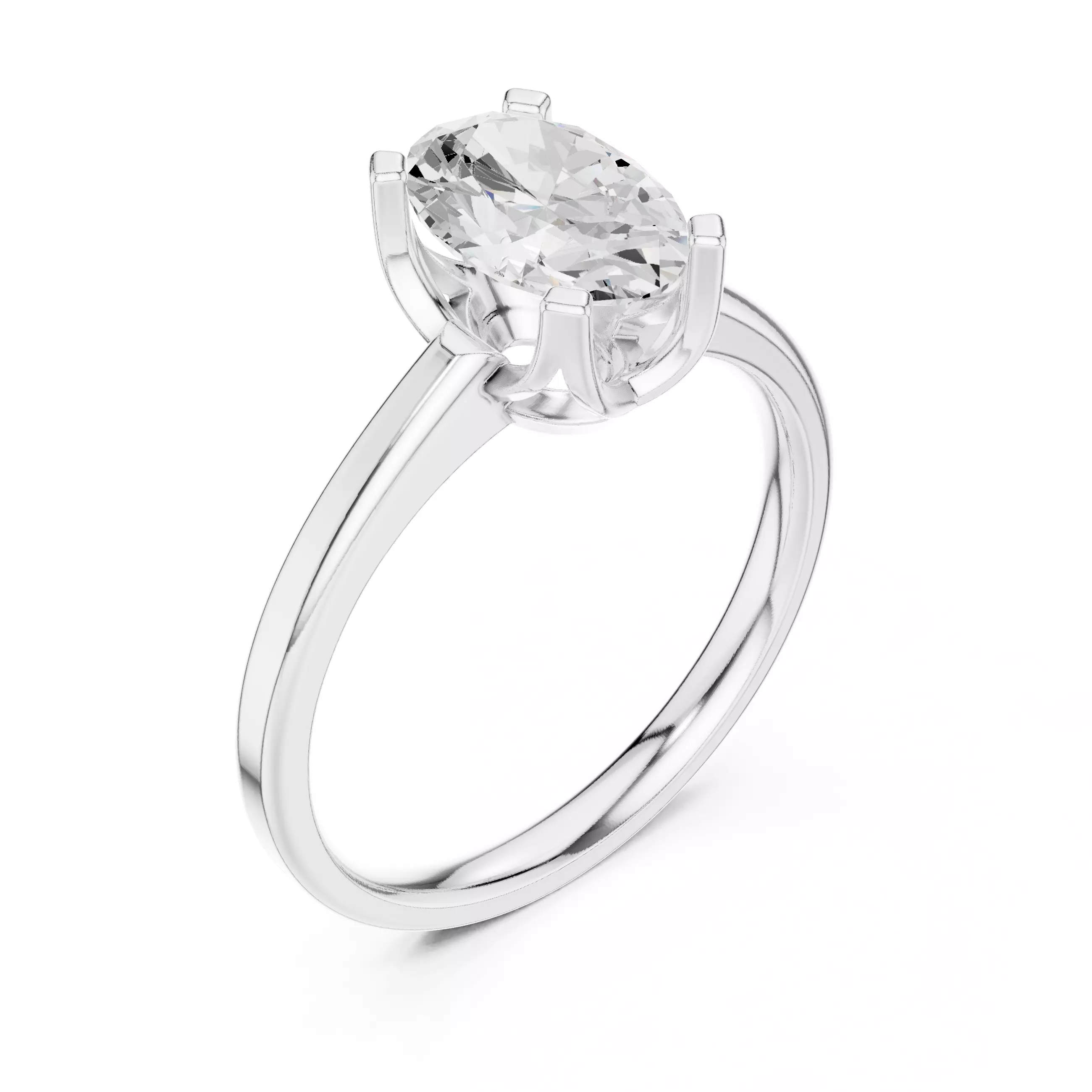 Oval Solitaire Ring 3dm stl renders animation videos 3D print model_7