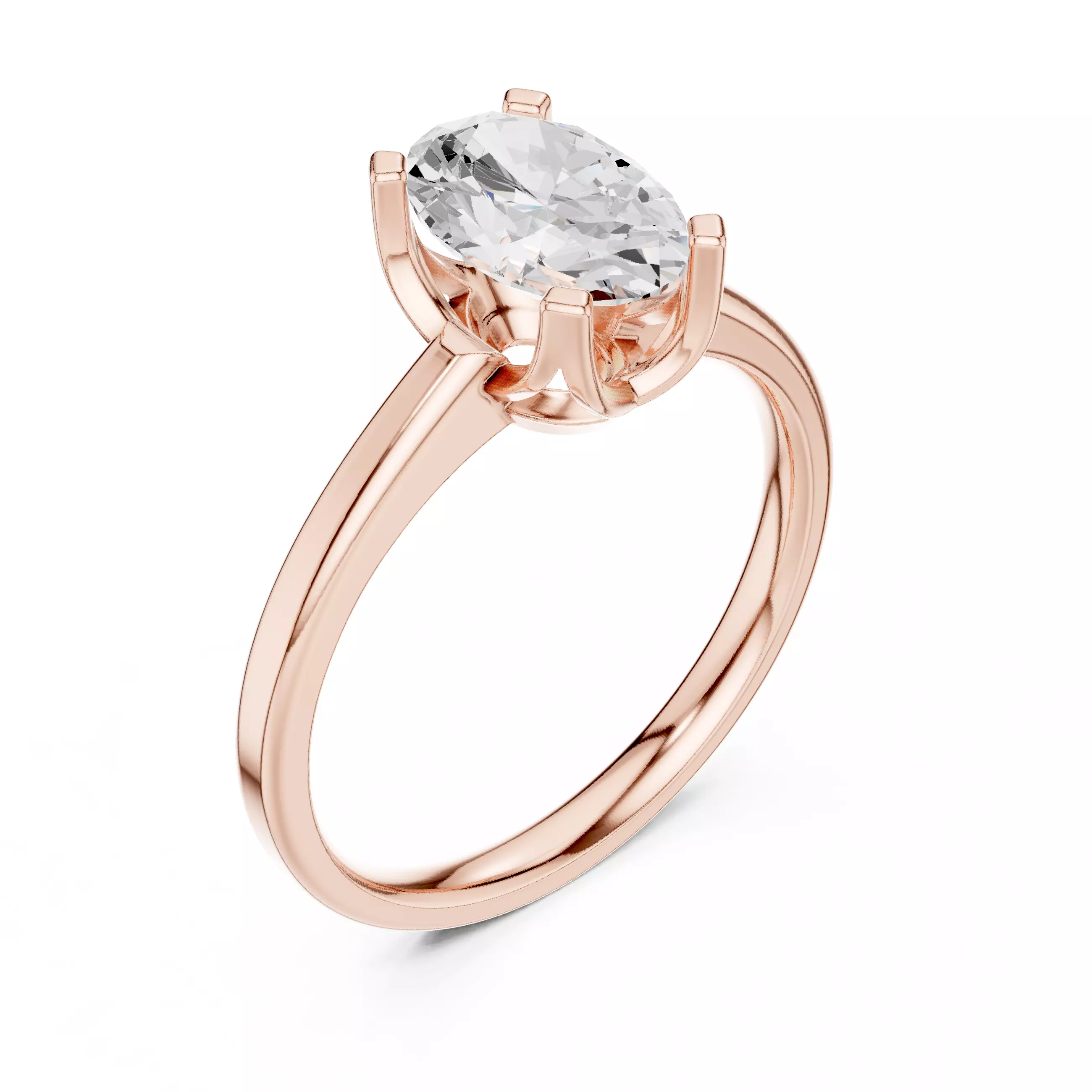 Oval Solitaire Ring 3dm stl renders animation videos 3D print model_4