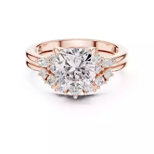 Marquise Cushion Solitaire Ring 3dm stl renders animation