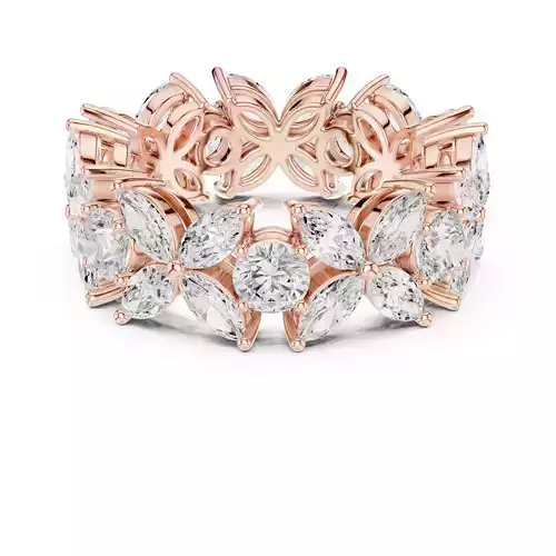 Marquise Flower Eternity Band Ring 3dm stl renders animation