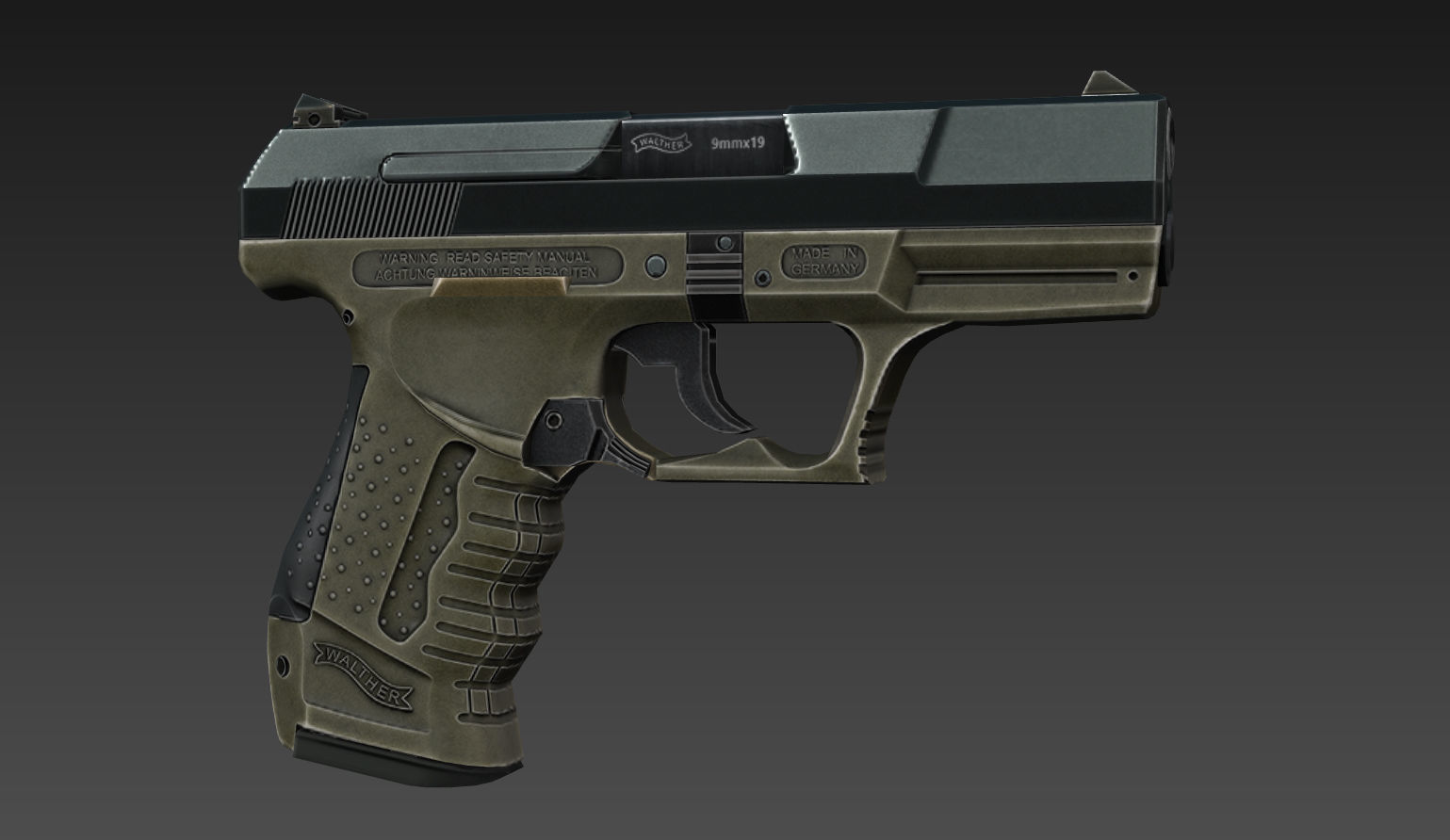 Walther P99 - Game mesh Low-poly 3D model_4