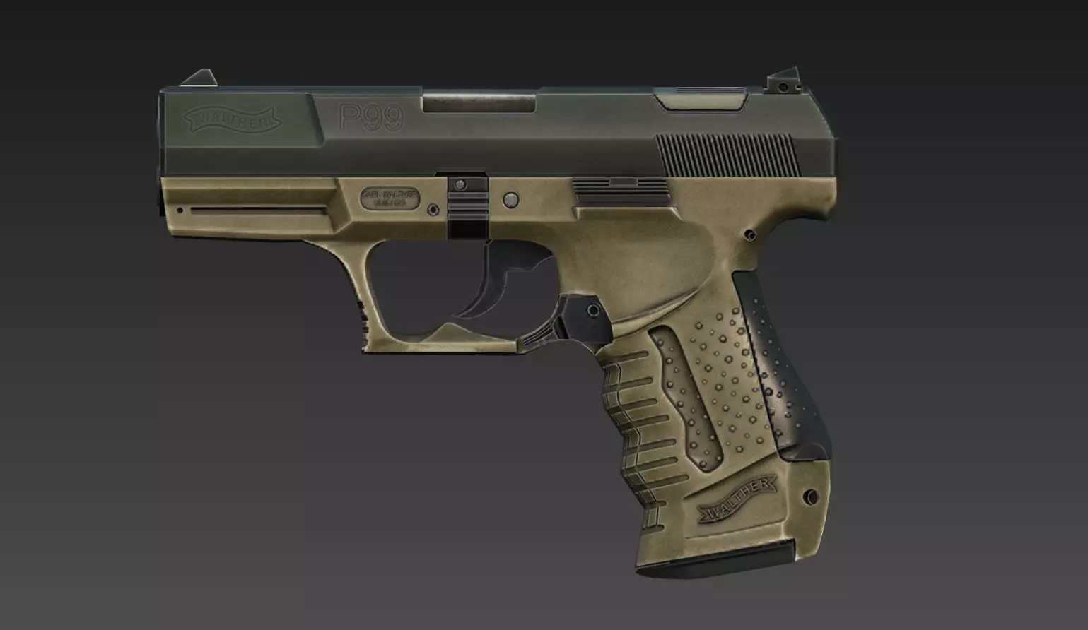 Walther P99 - Game mesh Low-poly 3D model_0