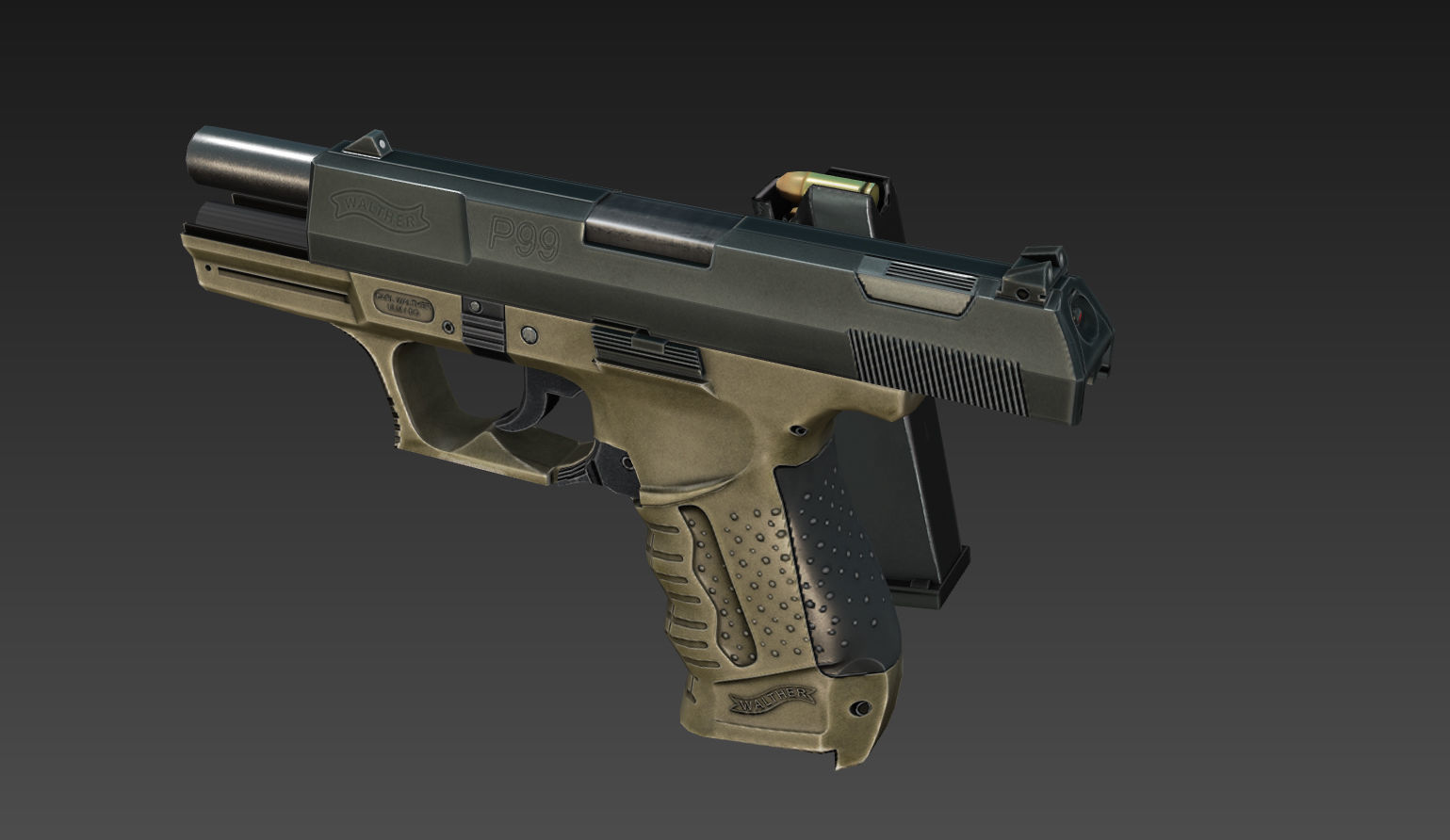 Walther P99 - Game mesh Low-poly 3D model_5