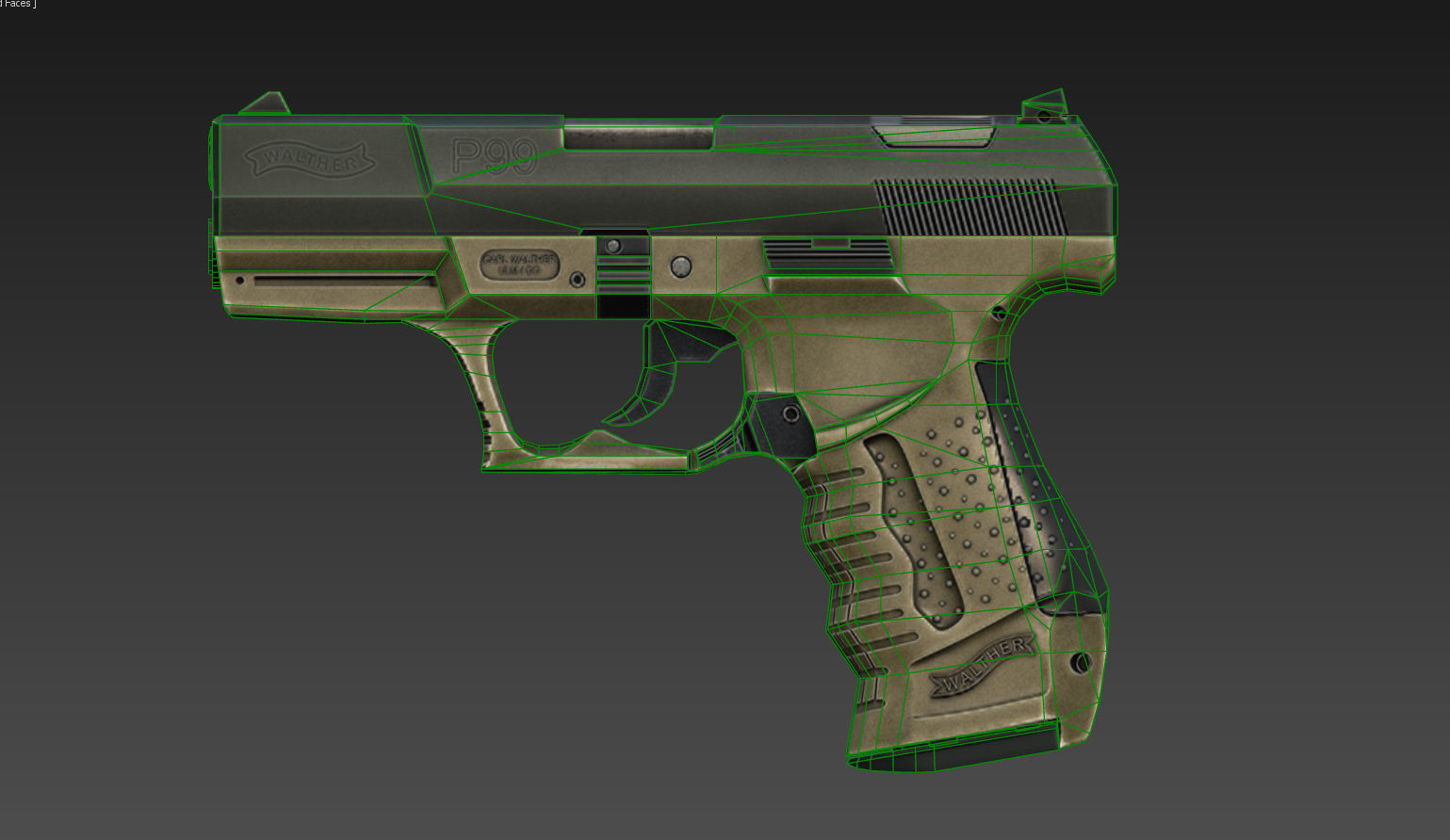 Walther P99 - Game mesh Low-poly 3D model_1
