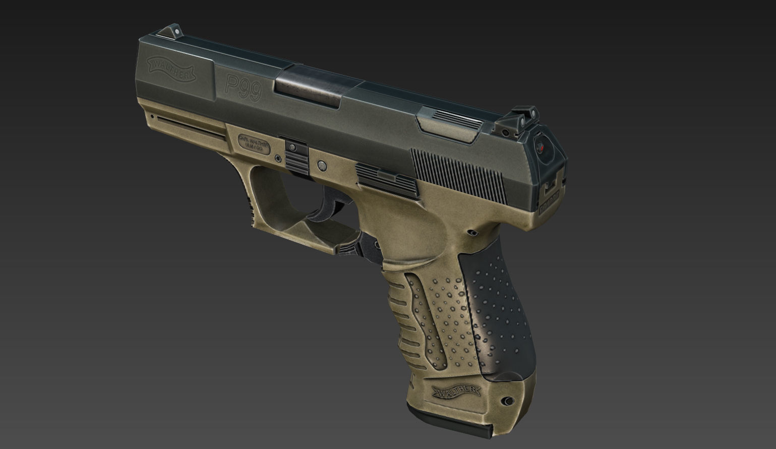 Walther P99 - Game mesh Low-poly 3D model_2