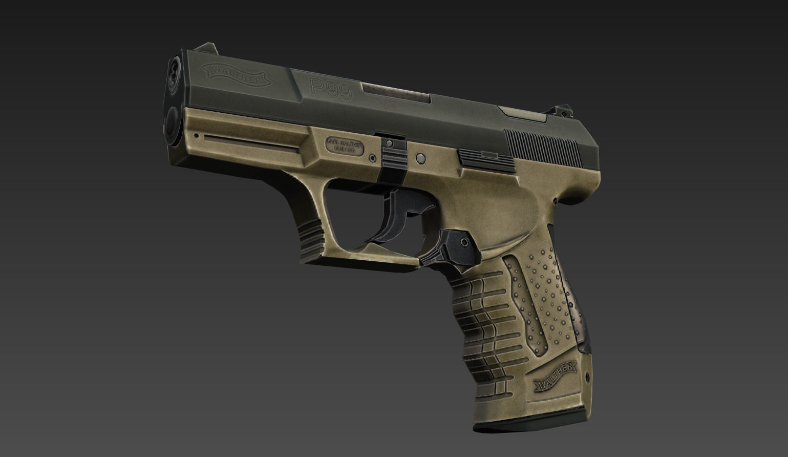 Walther P99 - Game mesh Low-poly 3D model_3