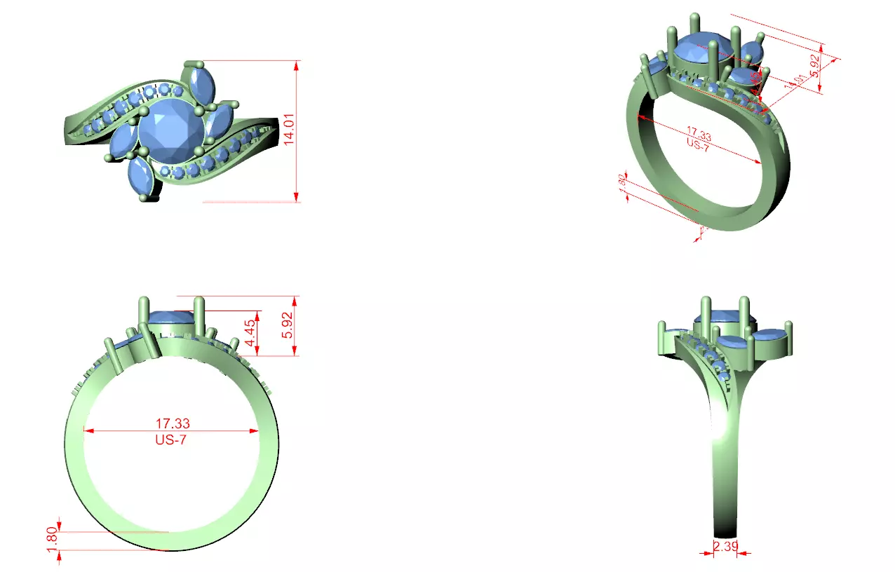 Flower Solitaire Ring 3dm stl renders animation videos 3D print model_1