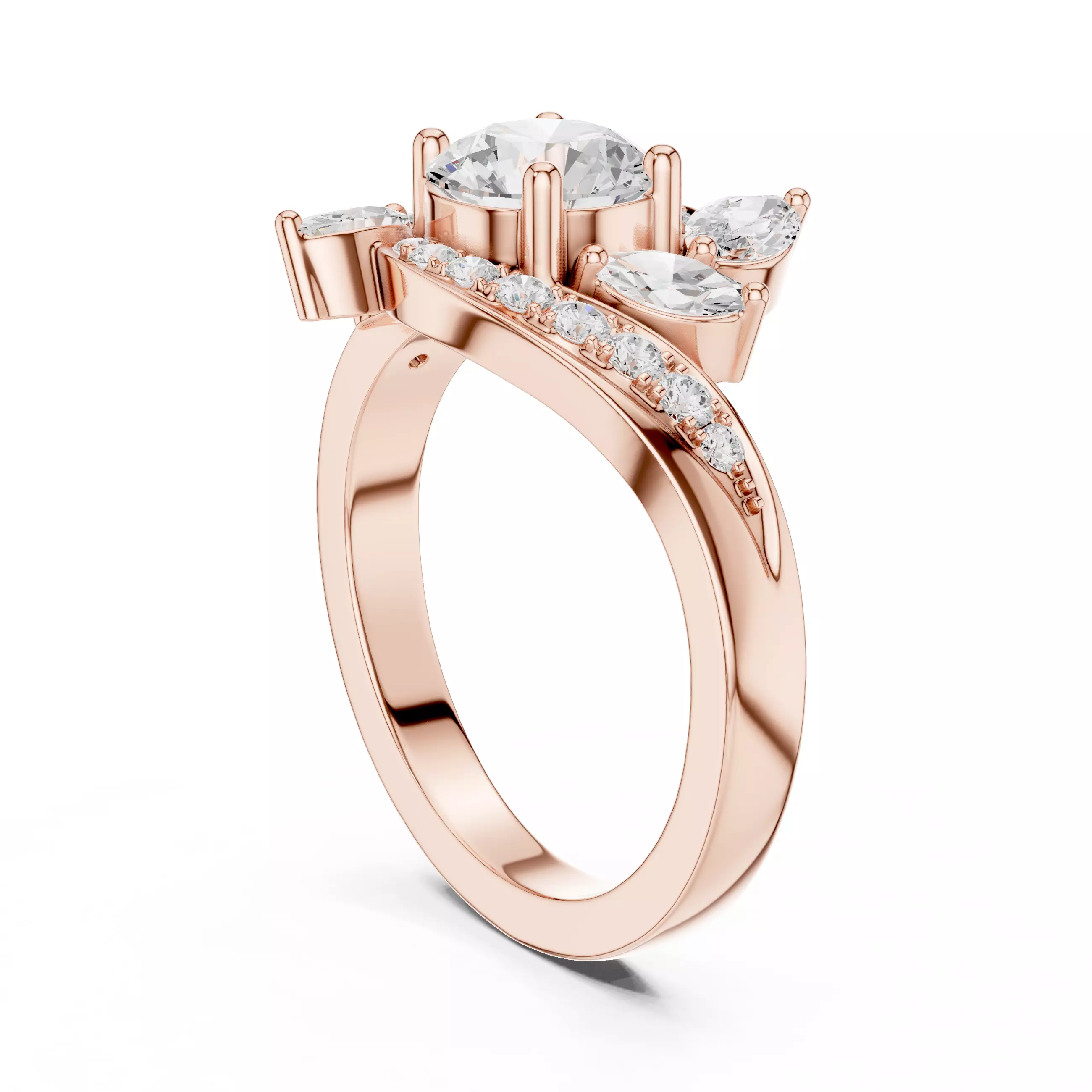 Flower Solitaire Ring 3dm stl renders animation videos 3D print model_3