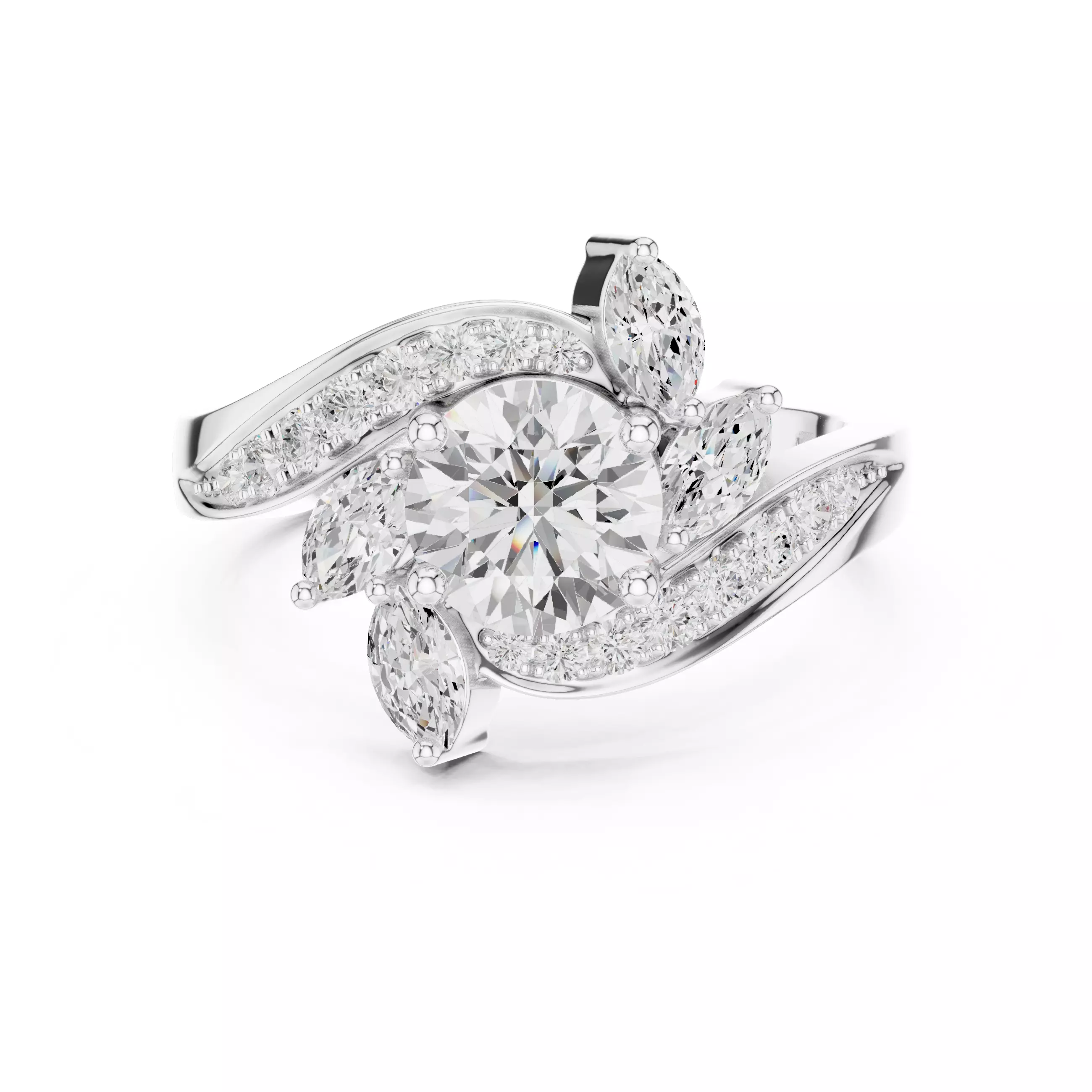 Flower Solitaire Ring 3dm stl renders animation videos 3D print model_9