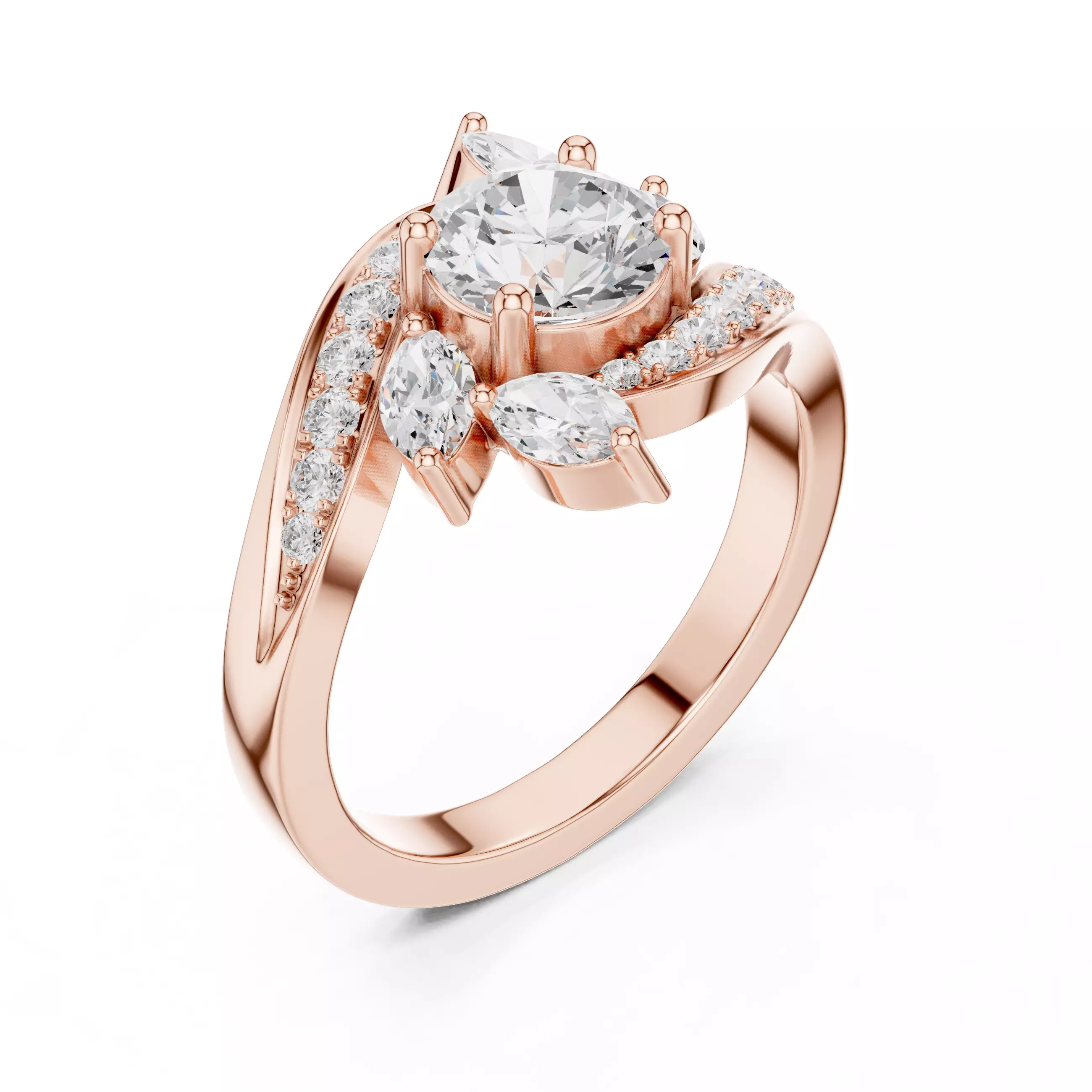 Flower Solitaire Ring 3dm stl renders animation videos 3D print model_4