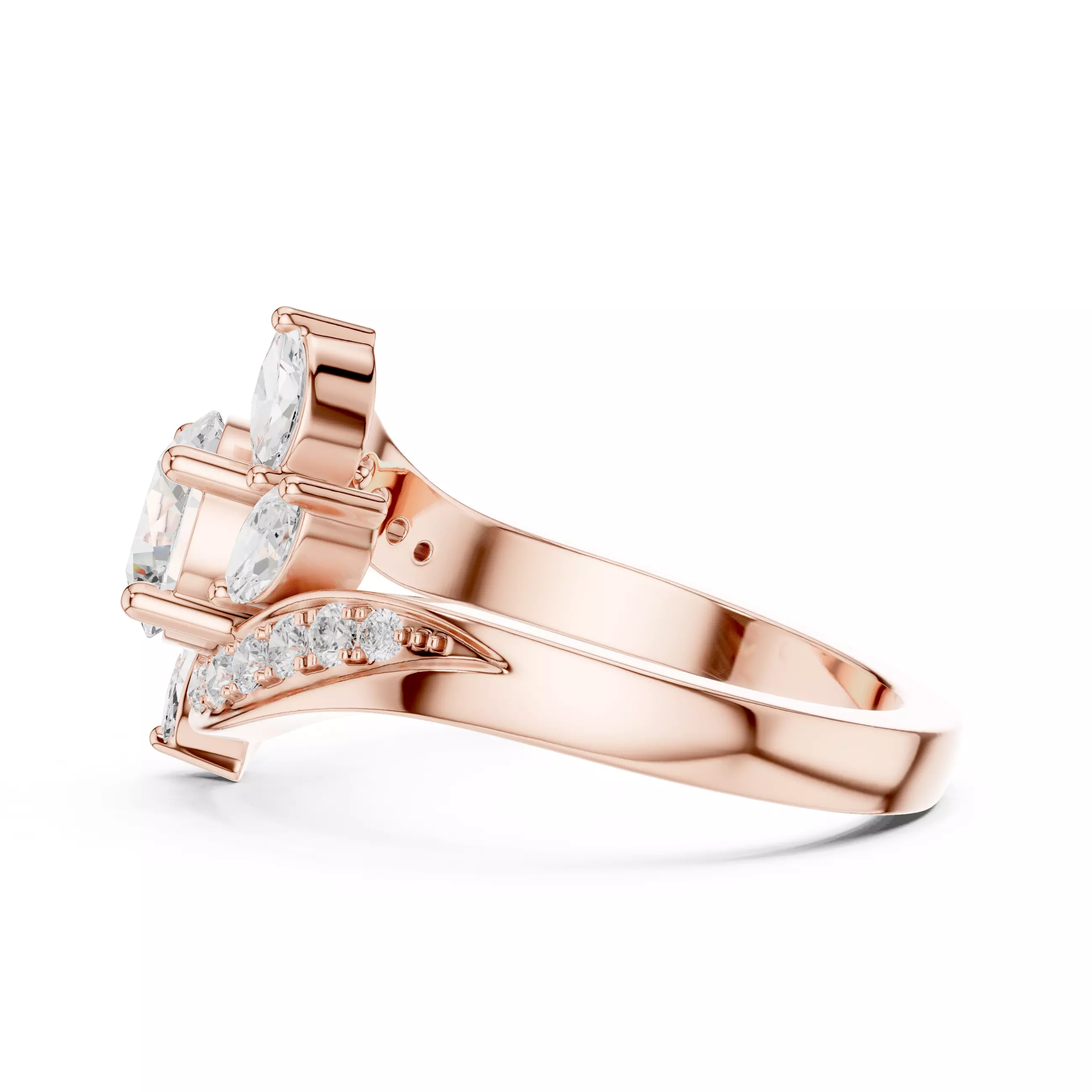 Flower Solitaire Ring 3dm stl renders animation videos 3D print model_5