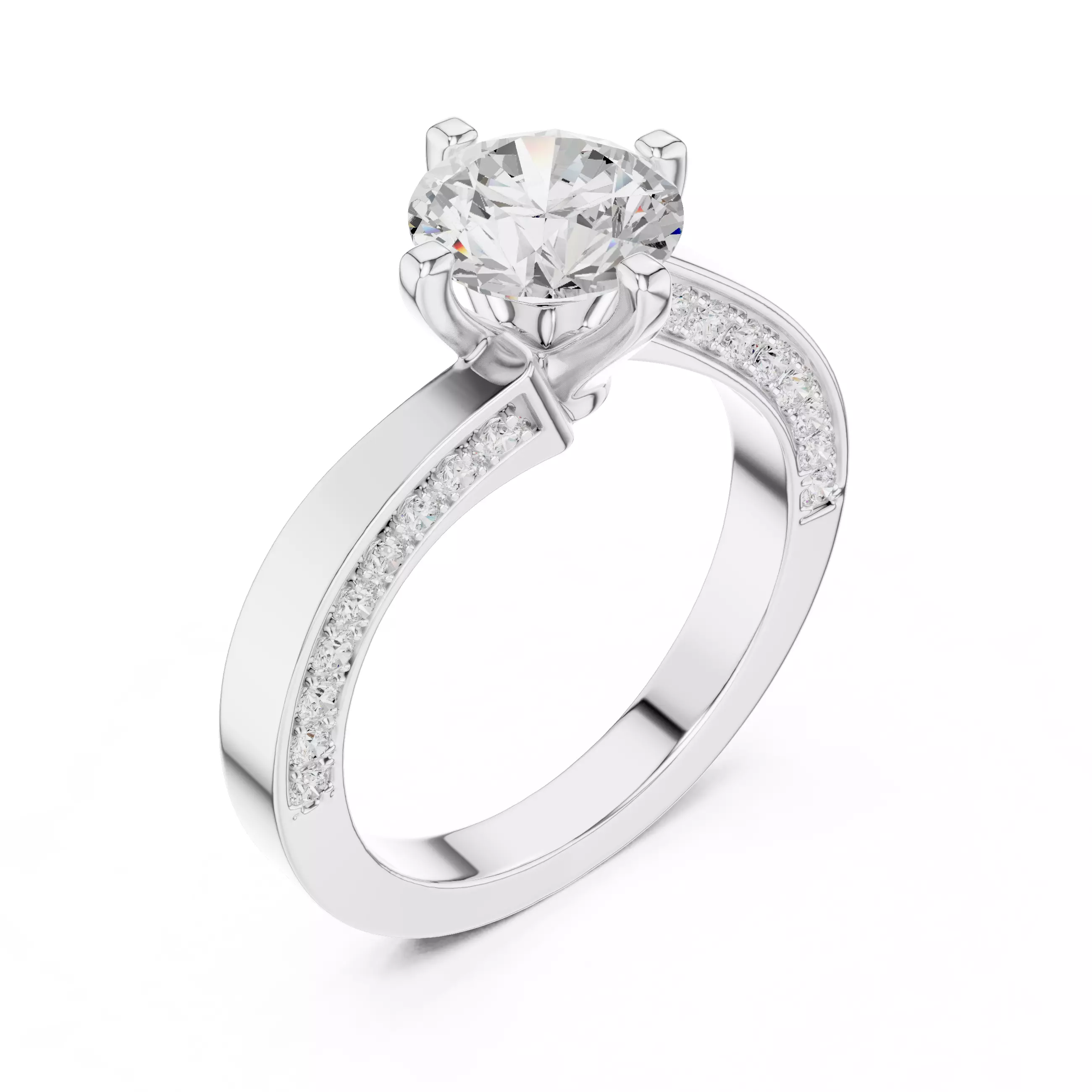 Twisted Shank Solitaire Ring 3dm stl renders animation 3D print model_7