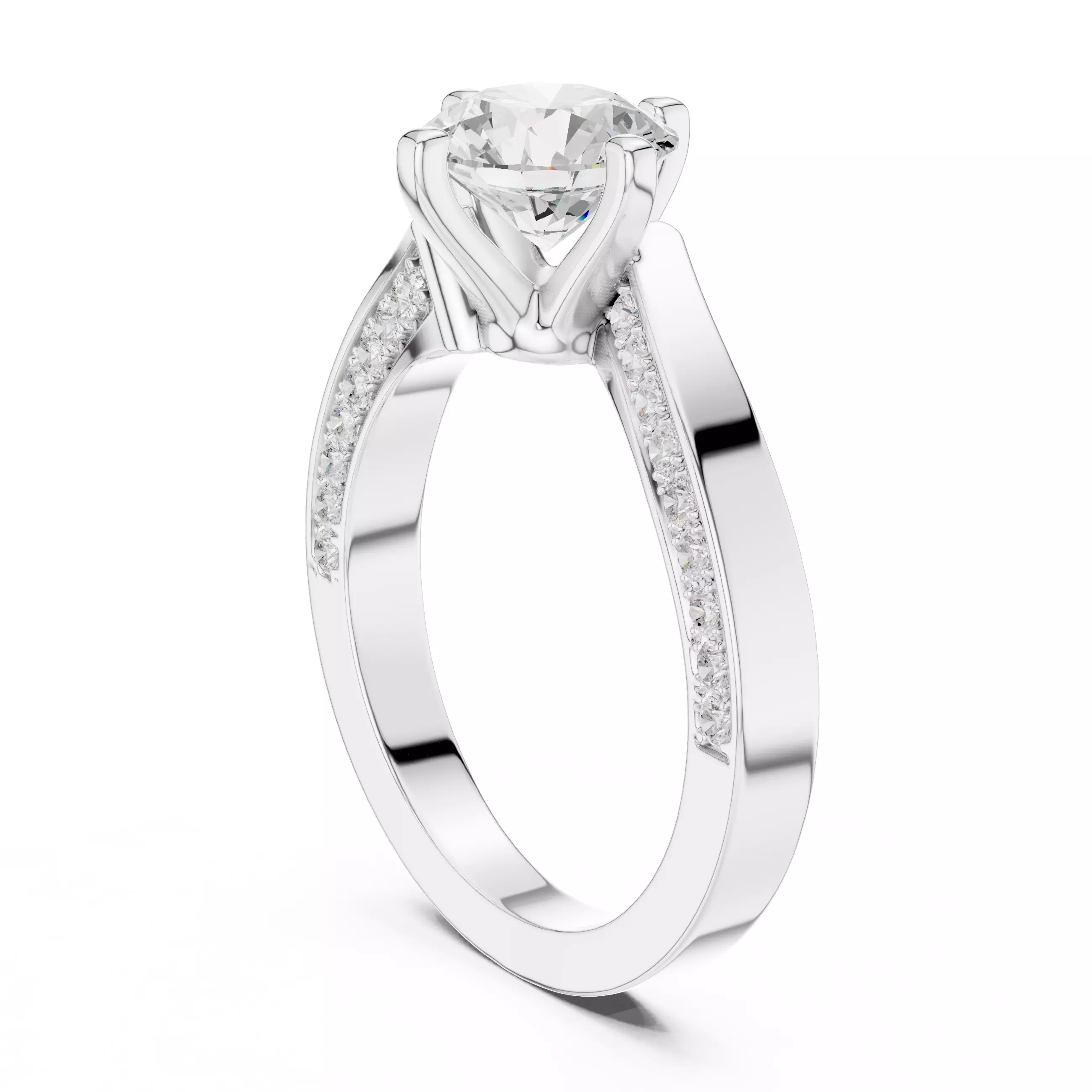 Twisted Shank Solitaire Ring 3dm stl renders animation 3D print model_6