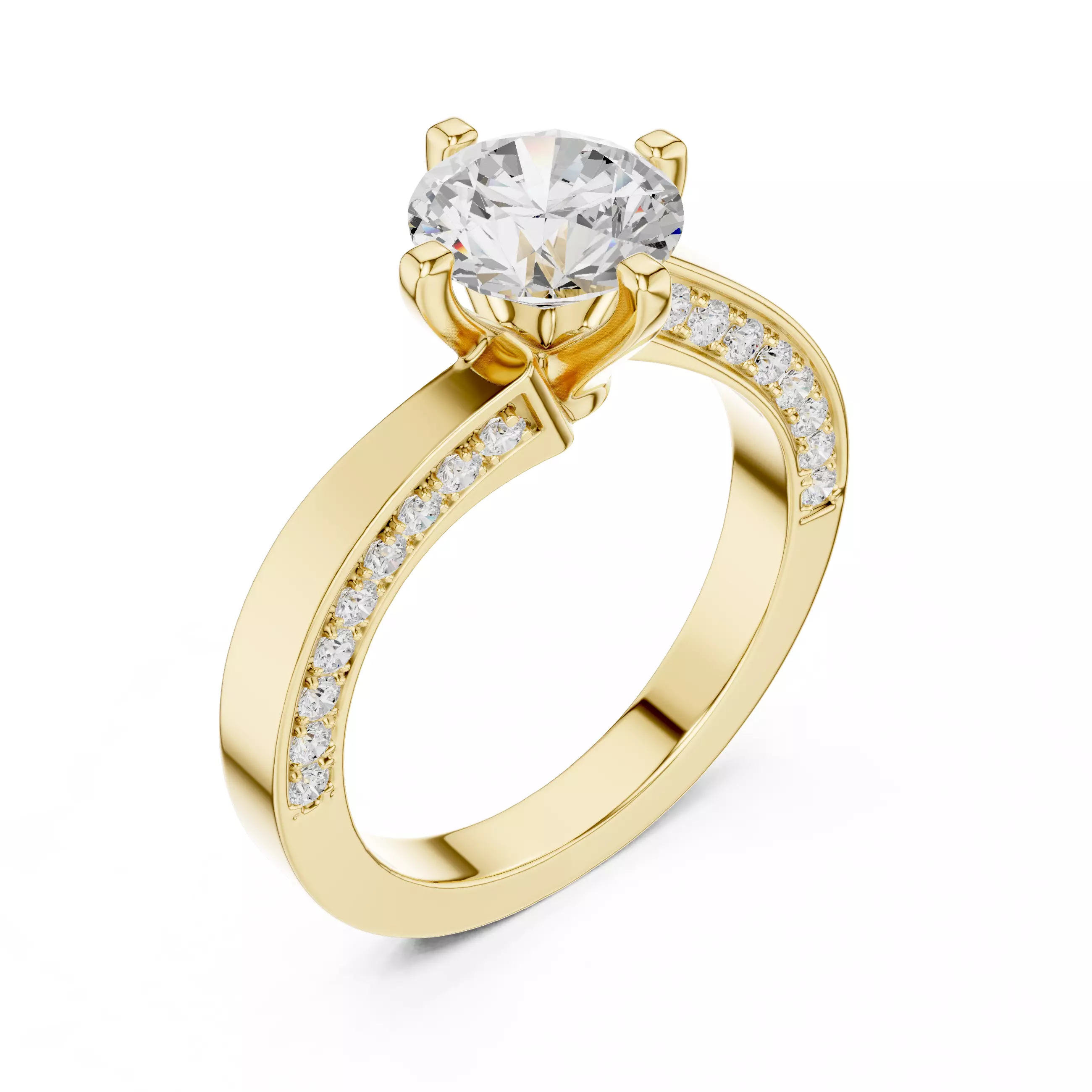 Twisted Shank Solitaire Ring 3dm stl renders animation 3D print model_11