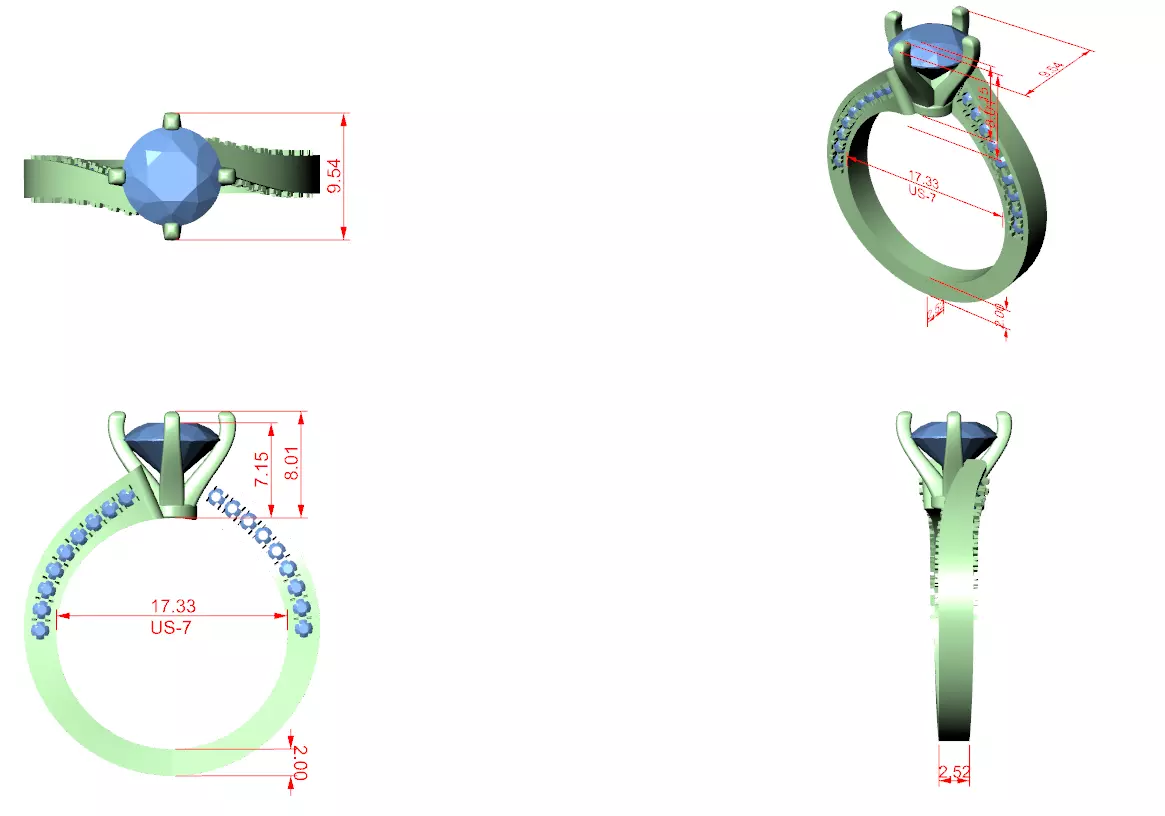 Twisted Shank Solitaire Ring 3dm stl renders animation 3D print model_1
