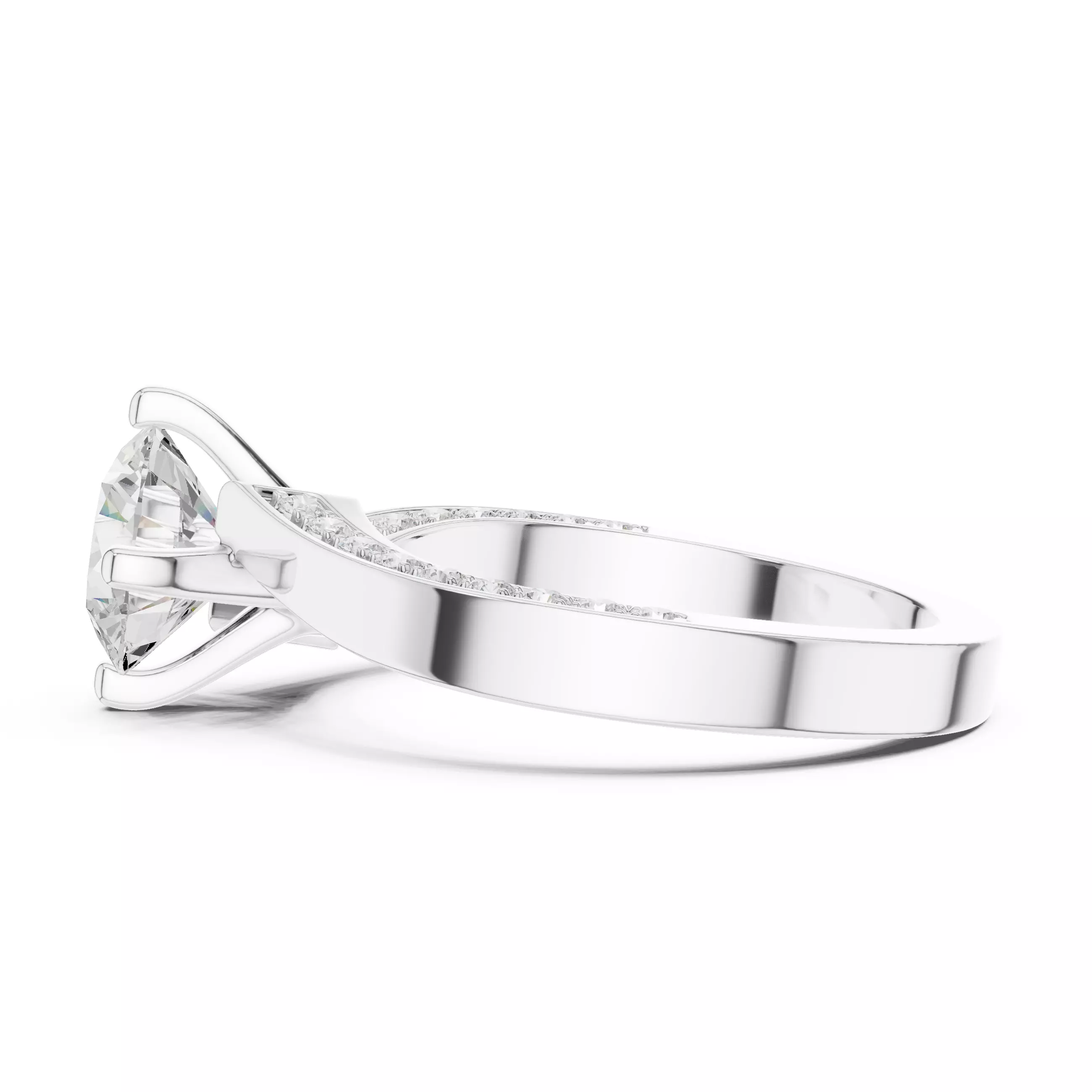 Twisted Shank Solitaire Ring 3dm stl renders animation 3D print model_8