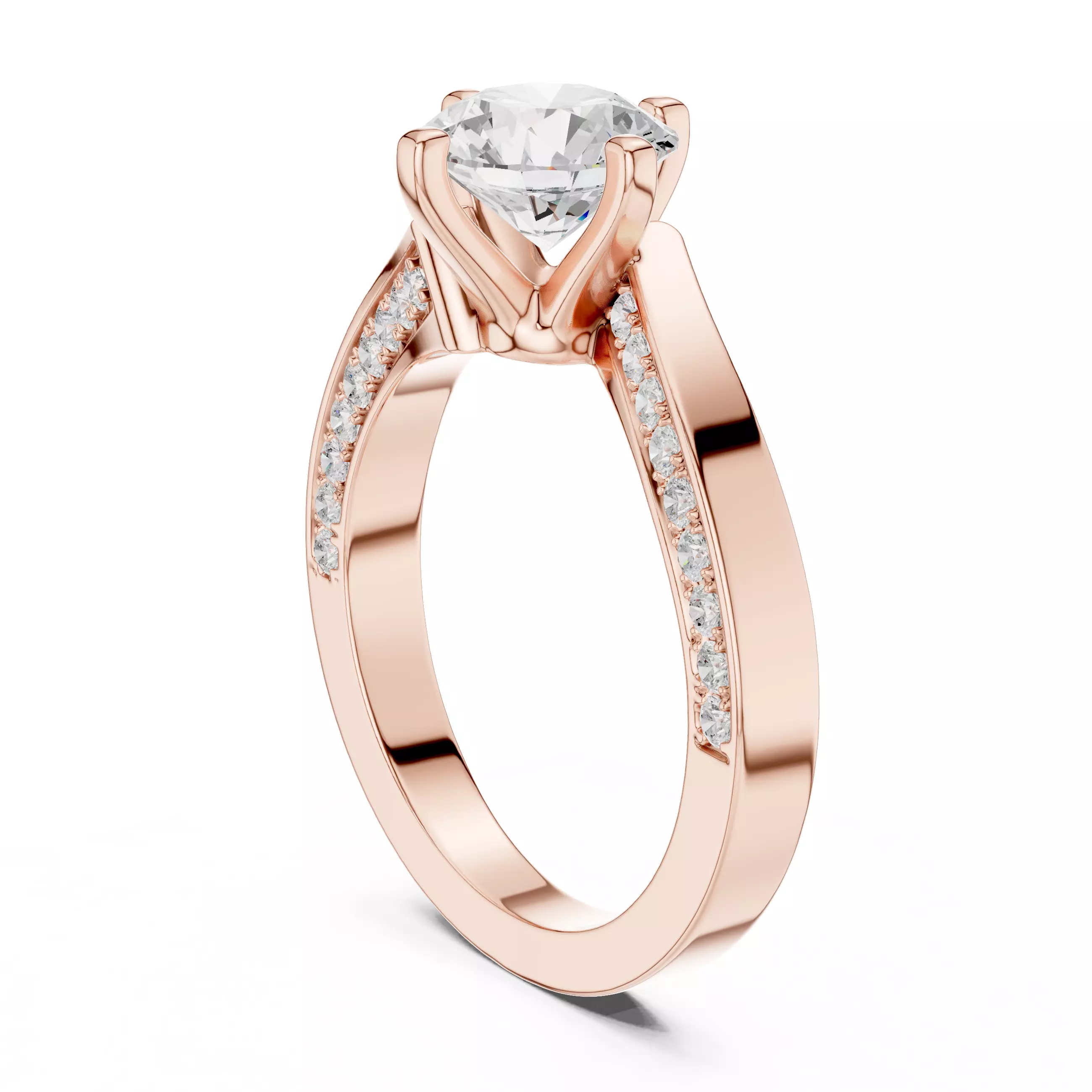 Twisted Shank Solitaire Ring 3dm stl renders animation 3D print model_3