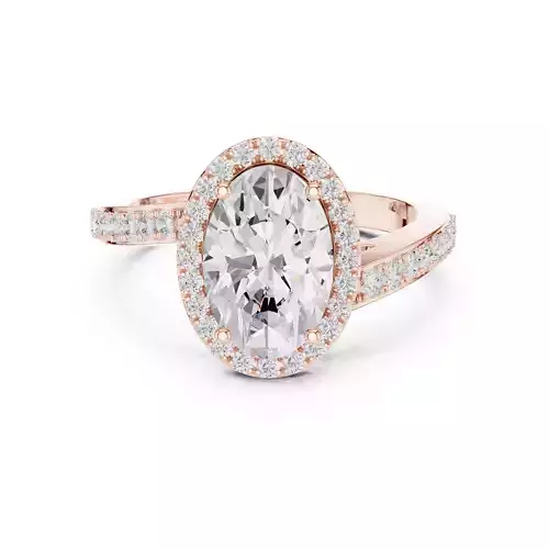 Oval Halo Solitaire Ring 3dm stl renders animation videos