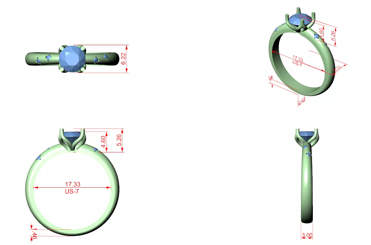 Solitaire Ring 3dm stl renders animation videos details 3D print model_1