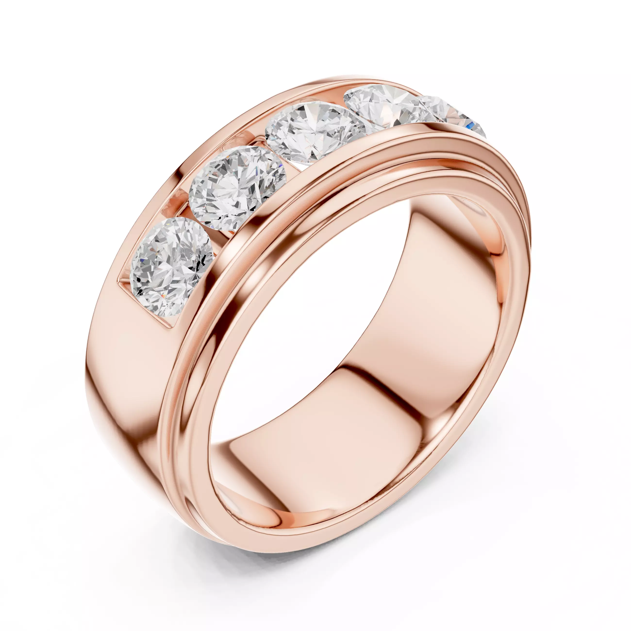 5 Diamond Eternity Band Ring 3dm stl renders animation 3D print model_4