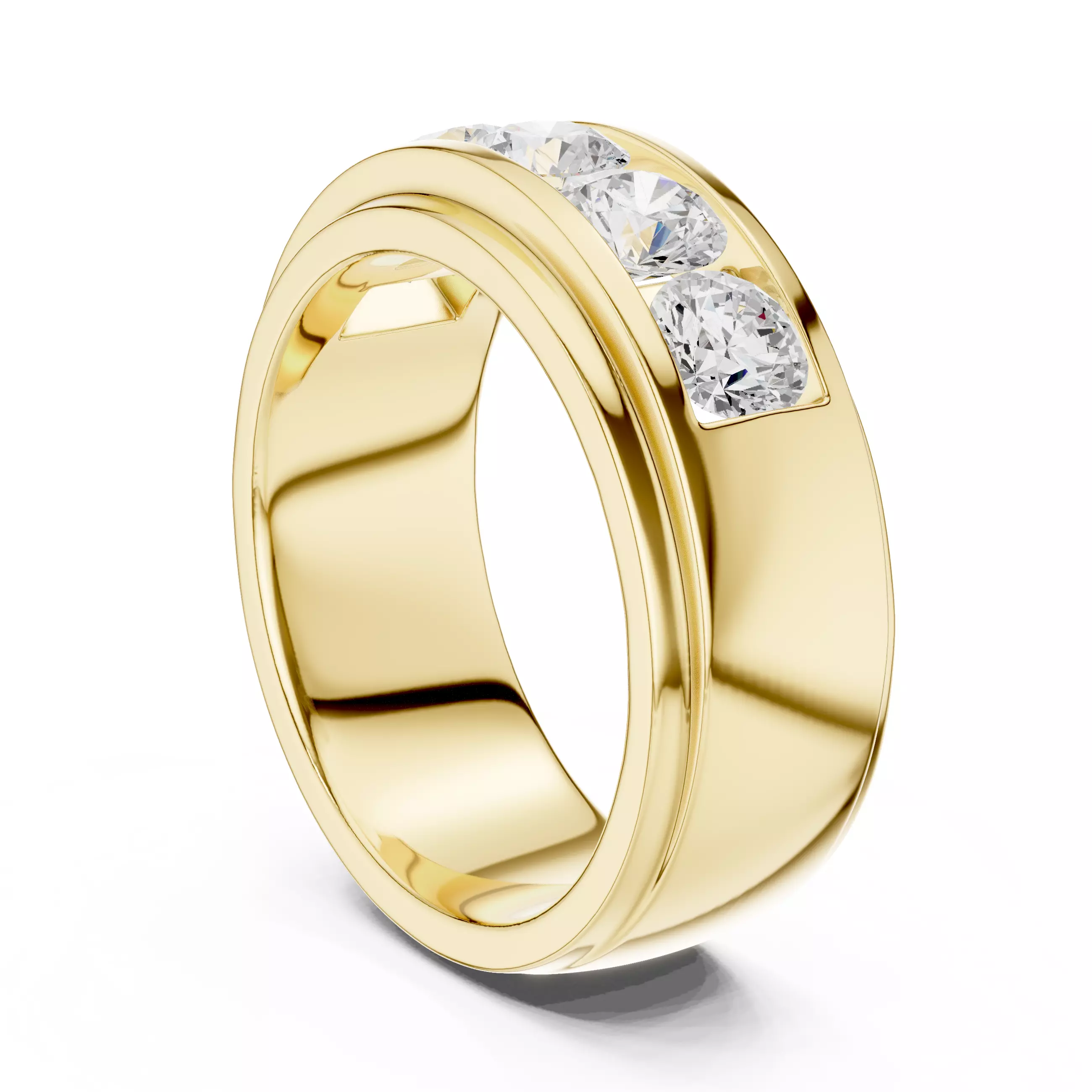 5 Diamond Eternity Band Ring 3dm stl renders animation 3D print model_10