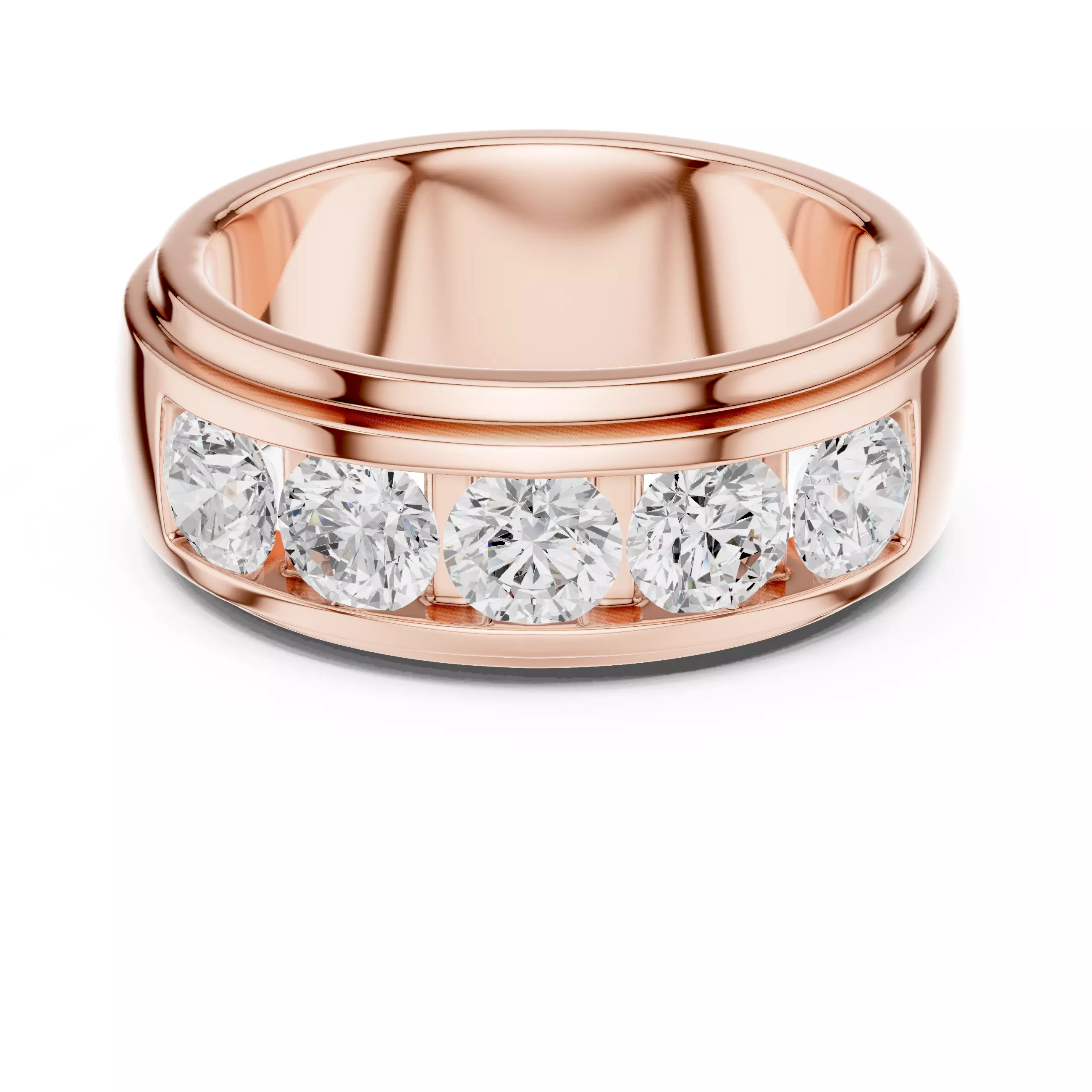 5 Diamond Eternity Band Ring 3dm stl renders animation 3D print model_0