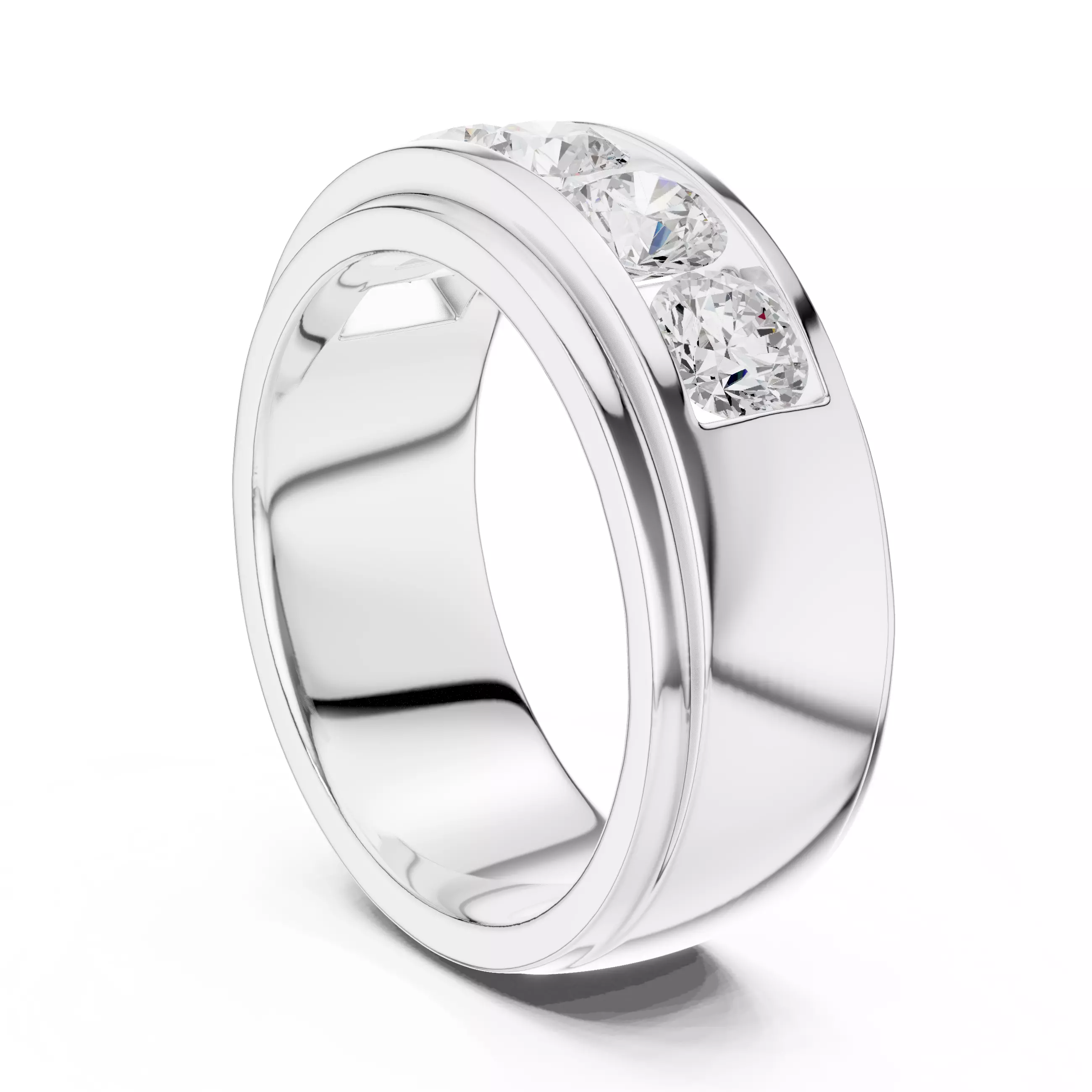 5 Diamond Eternity Band Ring 3dm stl renders animation 3D print model_6