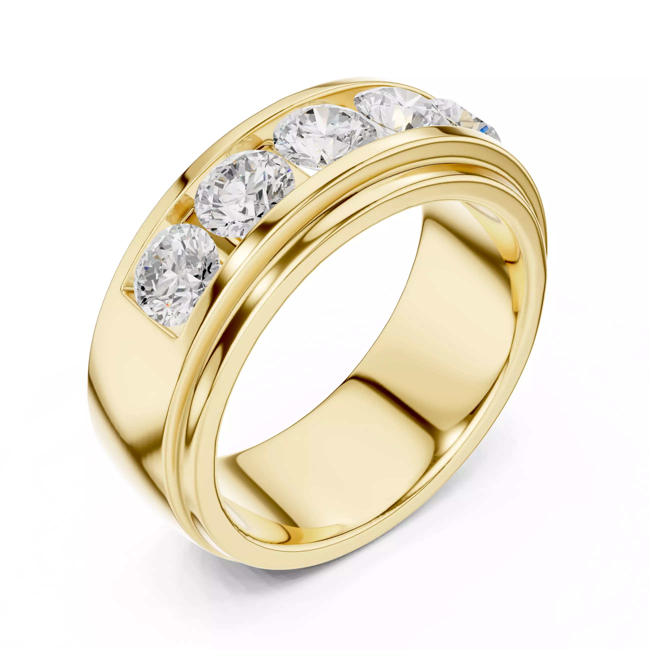 5 Diamond Eternity Band Ring 3dm stl renders animation 3D print model_11