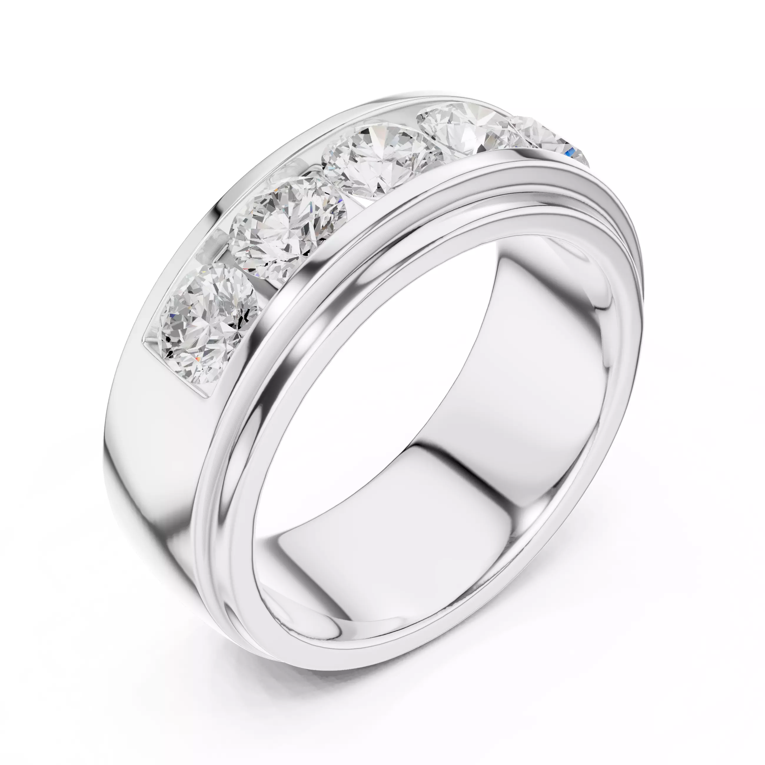 5 Diamond Eternity Band Ring 3dm stl renders animation 3D print model_7