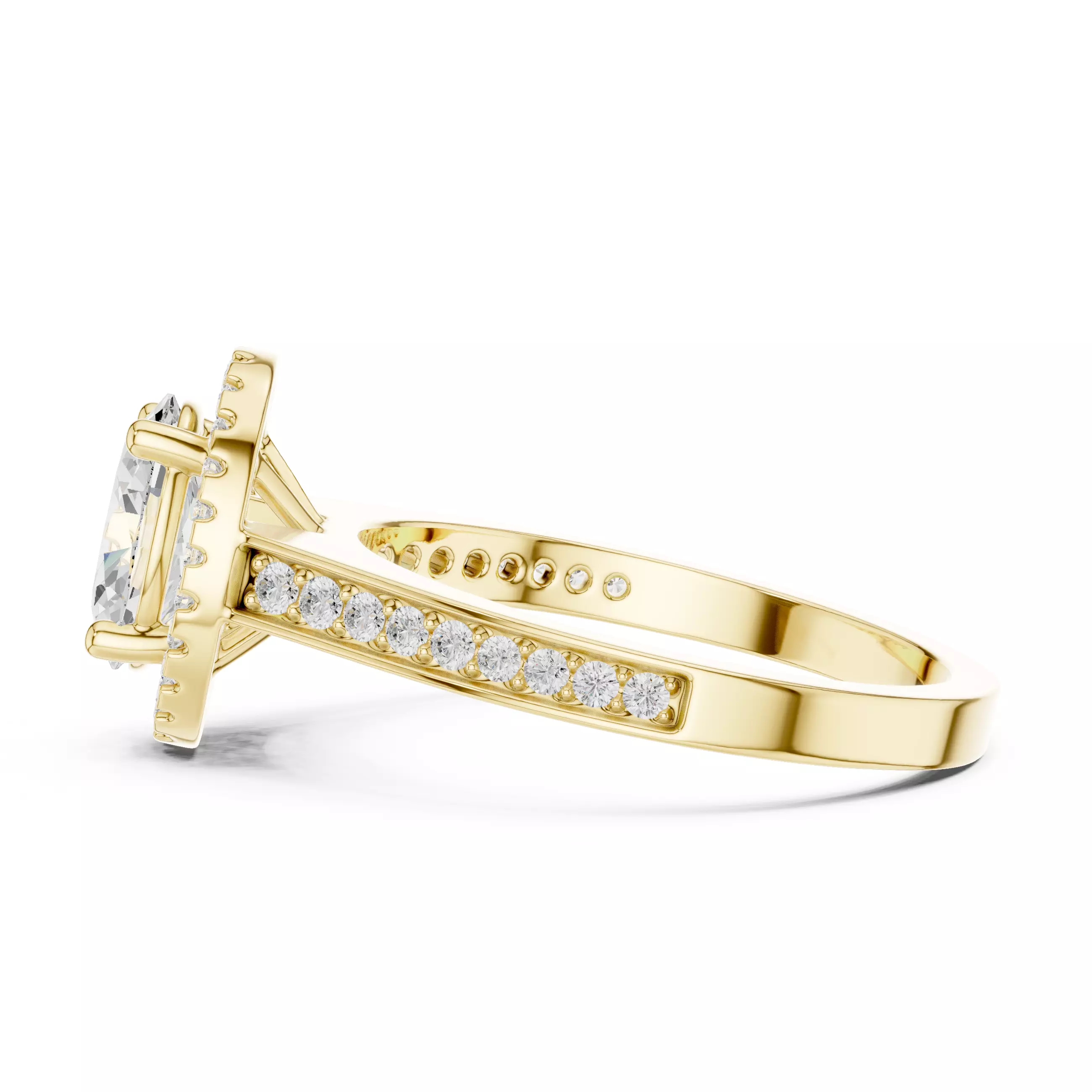 Oval Halo Solitaire Ring 3dm stl renders animation 3D print model_12